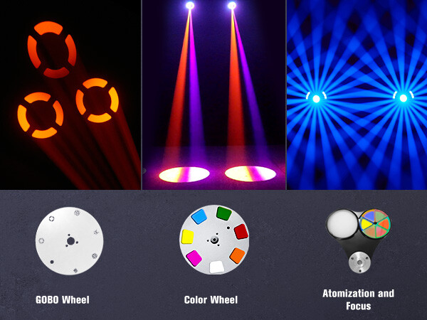 Moving Head Light W/Strip RGBW Beam Stage DMX LED Gobo Spot Light DJ Disco Club