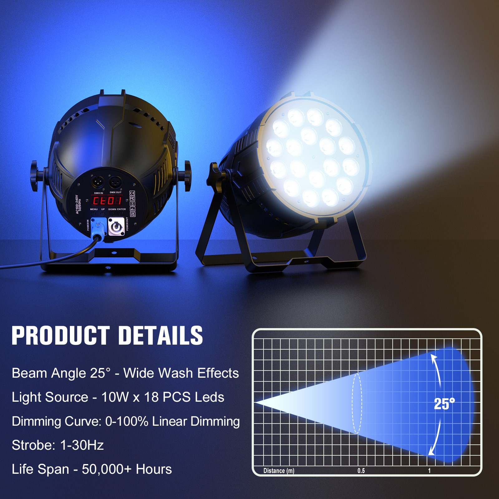 18LED 200W Beam PAR Can Light DMX DJ Disco Party Show Spot Stage Light
