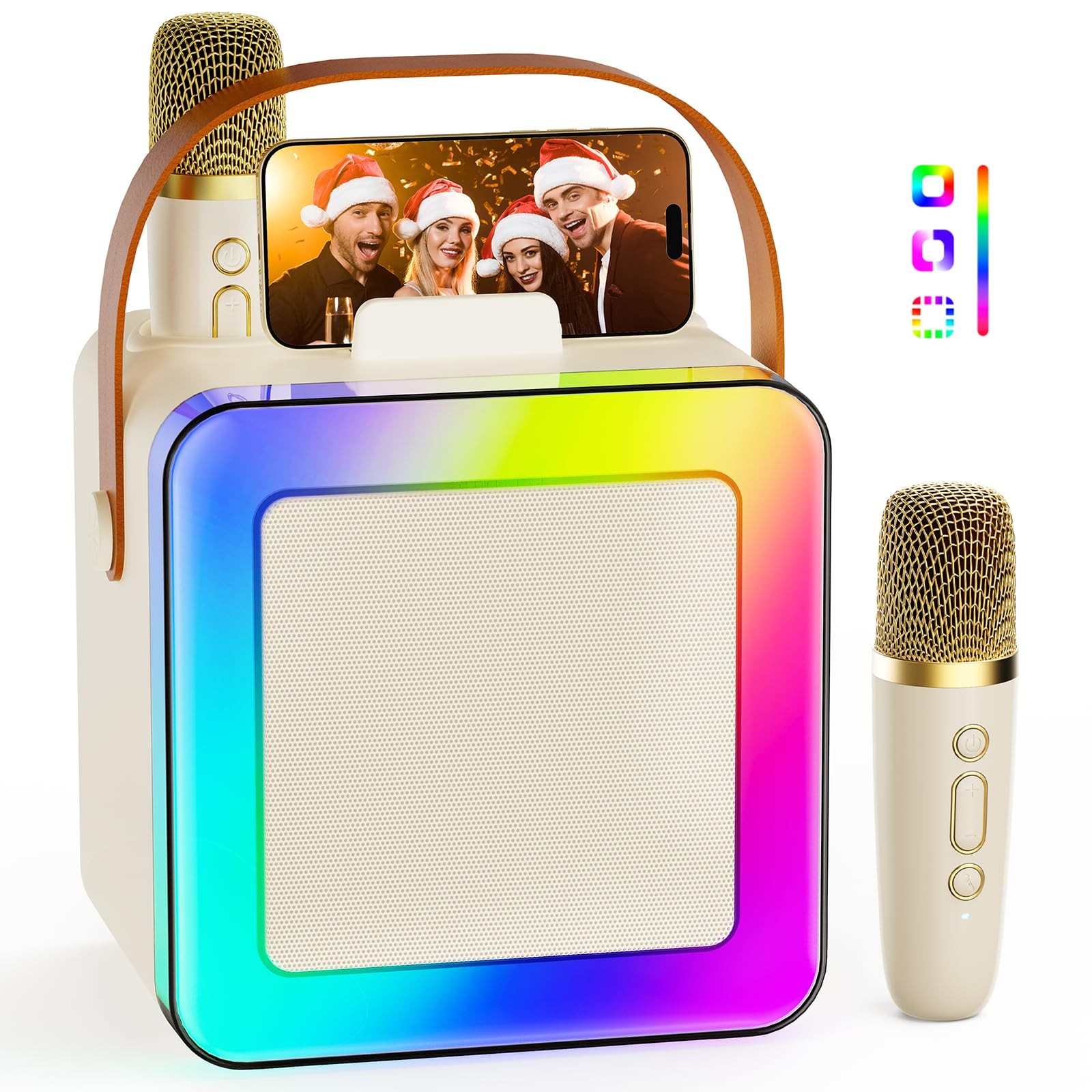 Mini Karaoke Machine for Kids Adults, Portable Bluetooth Speaker with 2 Wirel…