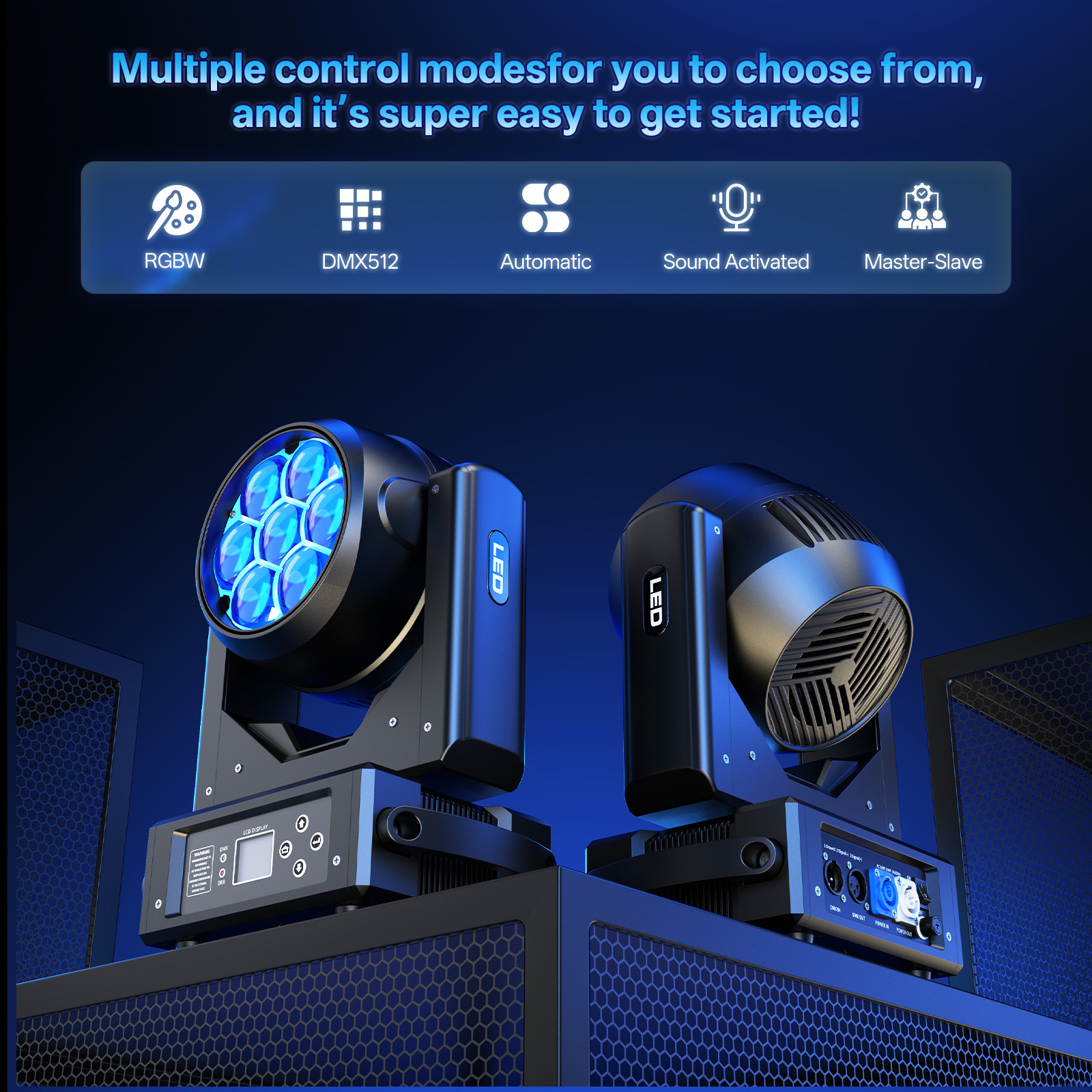 7LED 280W Moving Head Beam Stage Lighting Zoom RGBW DMX Disco Party DJ Lights