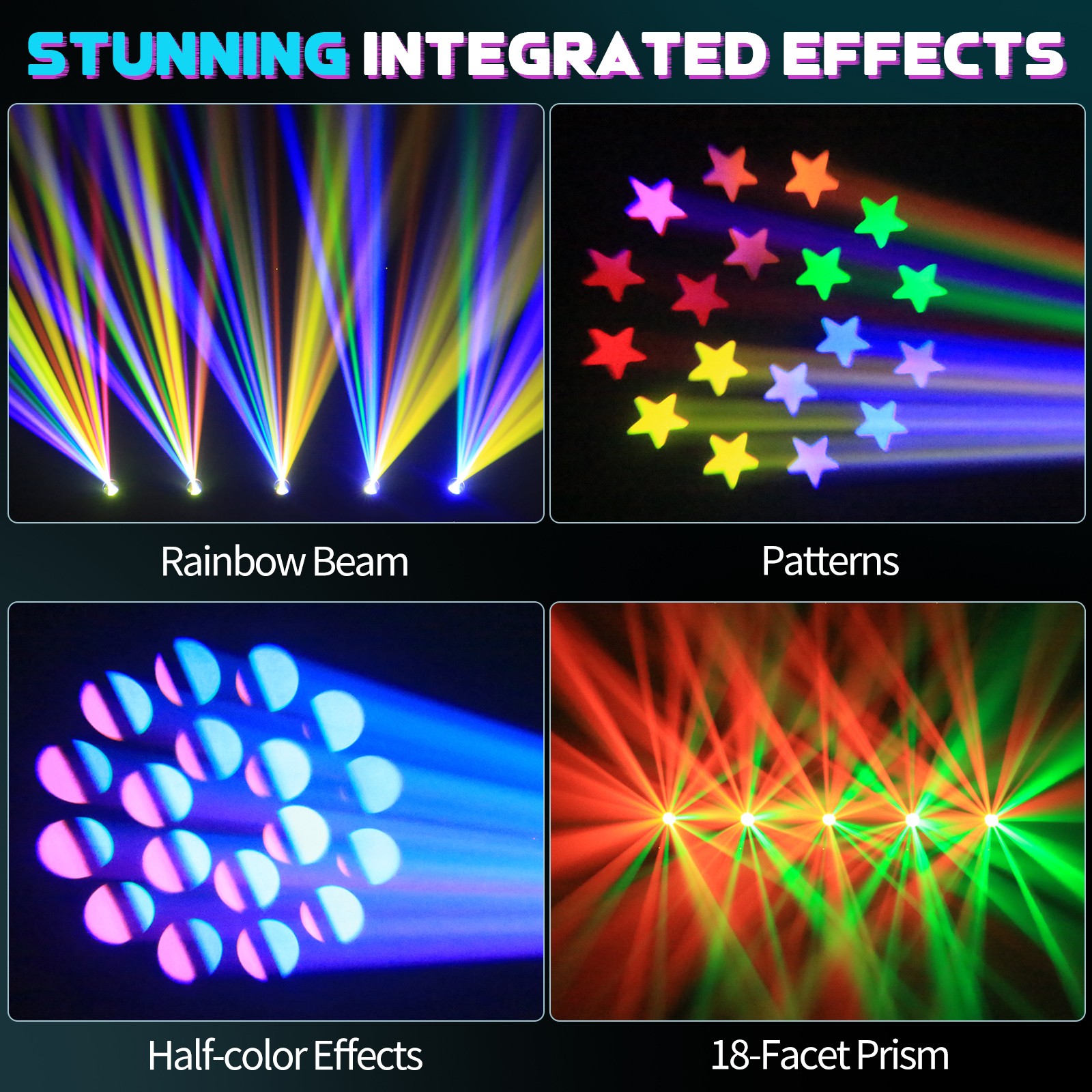 250W LED 18Prism Moving Head Light RGBW Gobo Beam Stage Spot Lighting Disco DMX