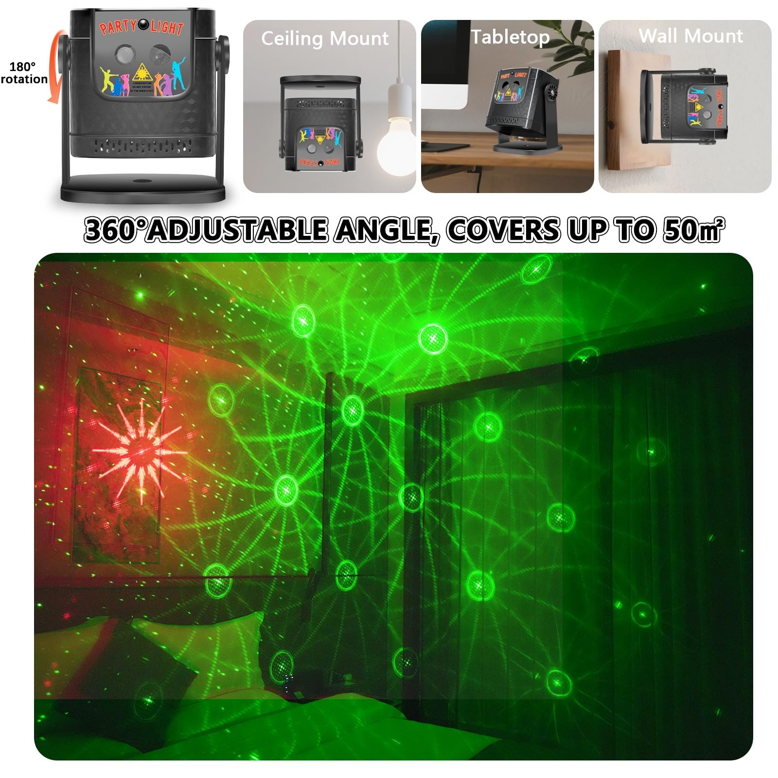 Mini Disco Party Lights – Sound Activated RGB DJ Strobe Light, Portable Proje…