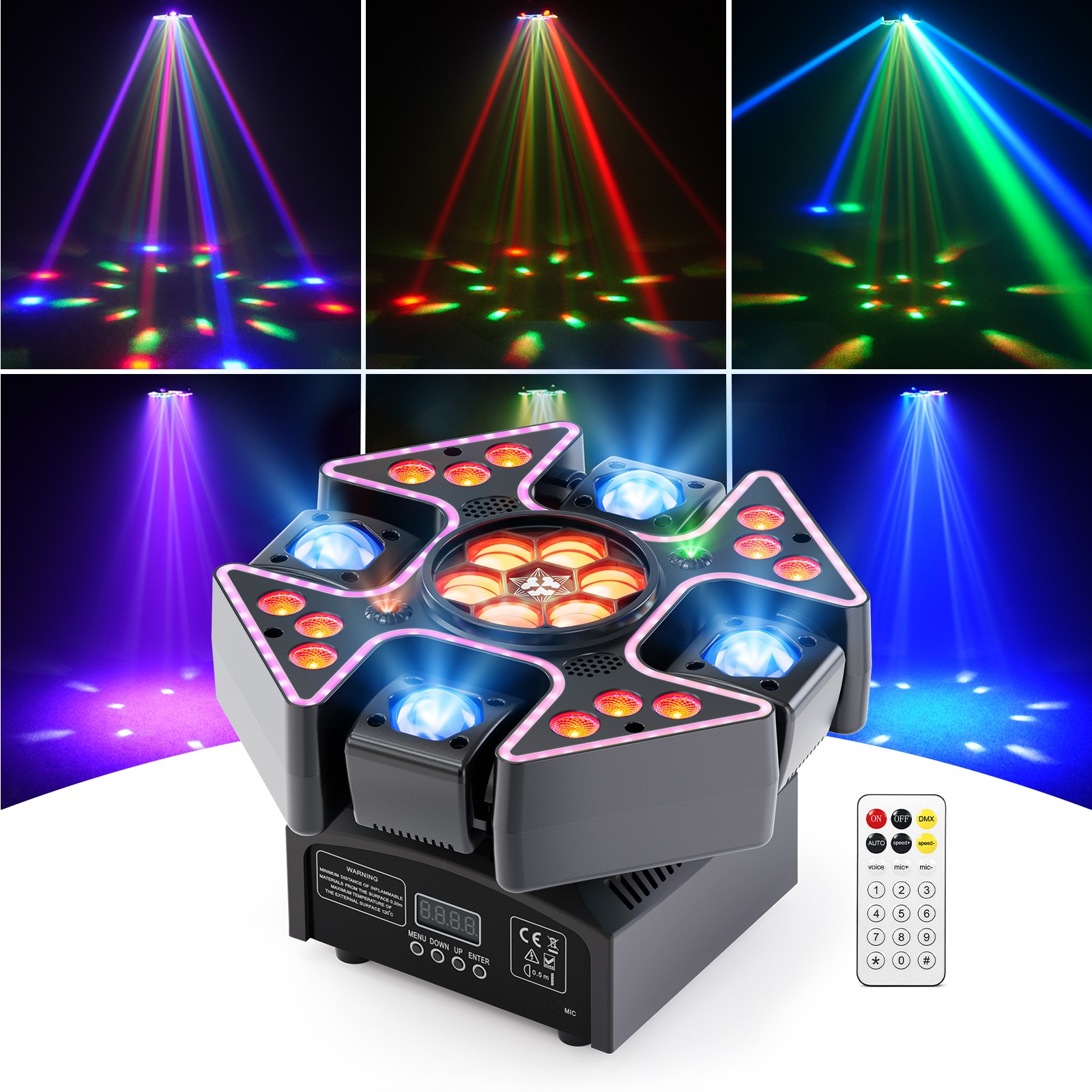RGBW 4-Arm Moving Head 150W Laser Bee Eye Light 28CH Red and Green Starry Sky