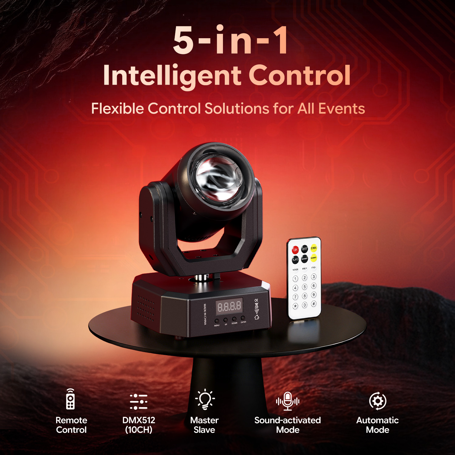 4 In 1 LED Beam Moving Head Light 30W DMX512 Sound Active For Home Party KTV US