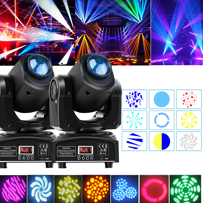 2PCS 100W Gobo RGBW LED Moving Head Light DJ Beam Stage Spot Lighting Disco Show