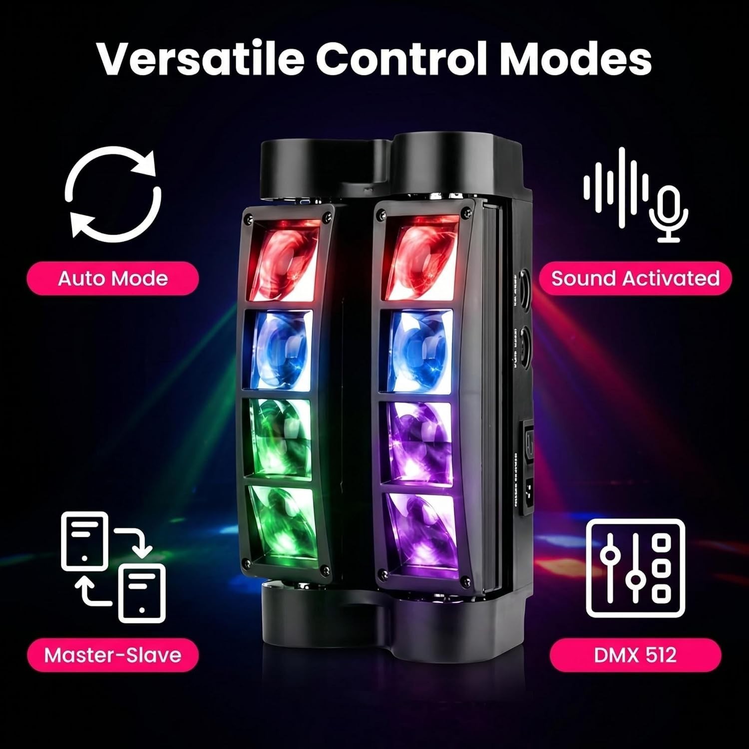 Spider Moving Head DJ Light, 8x10W LED Stage Lights RGBW Sound Activated Cont…
