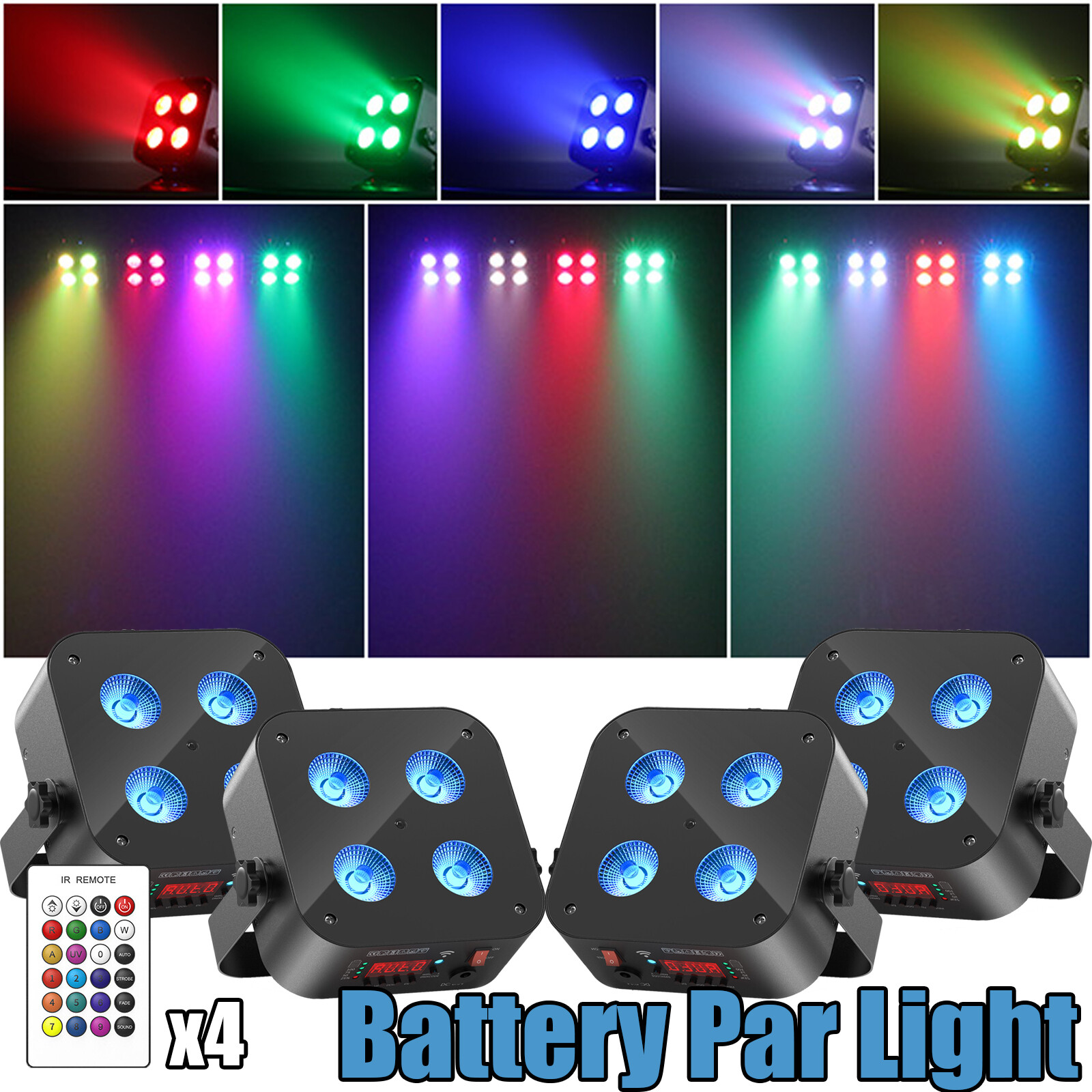 4PCS 4x25W Par Light Beam Stage Light LED RGBWA UV DMX512 Party Disco Halloween