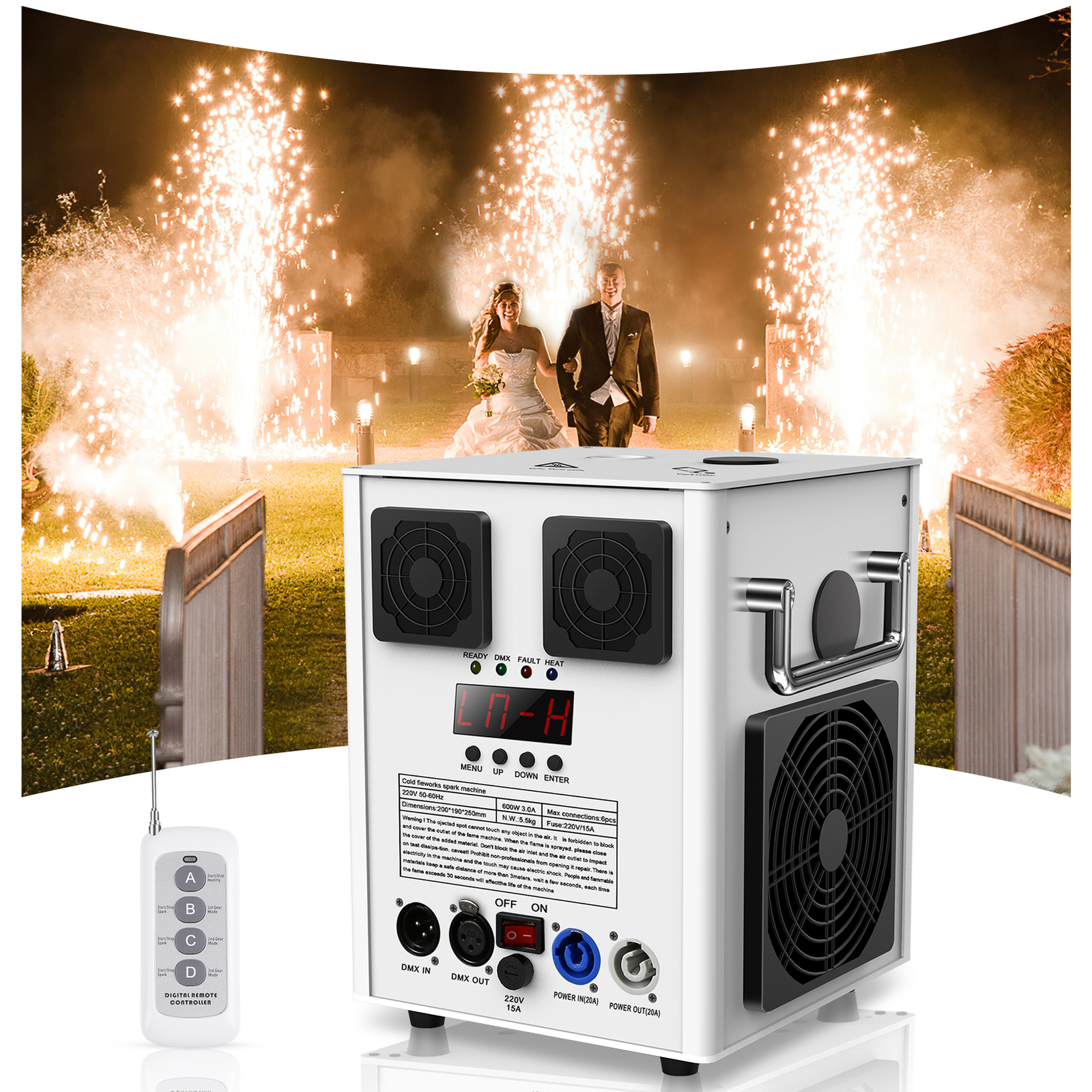 2PCS 700W Cold Spark Machine Stage Effect DMX DJ Party Wedding+Remote Control
