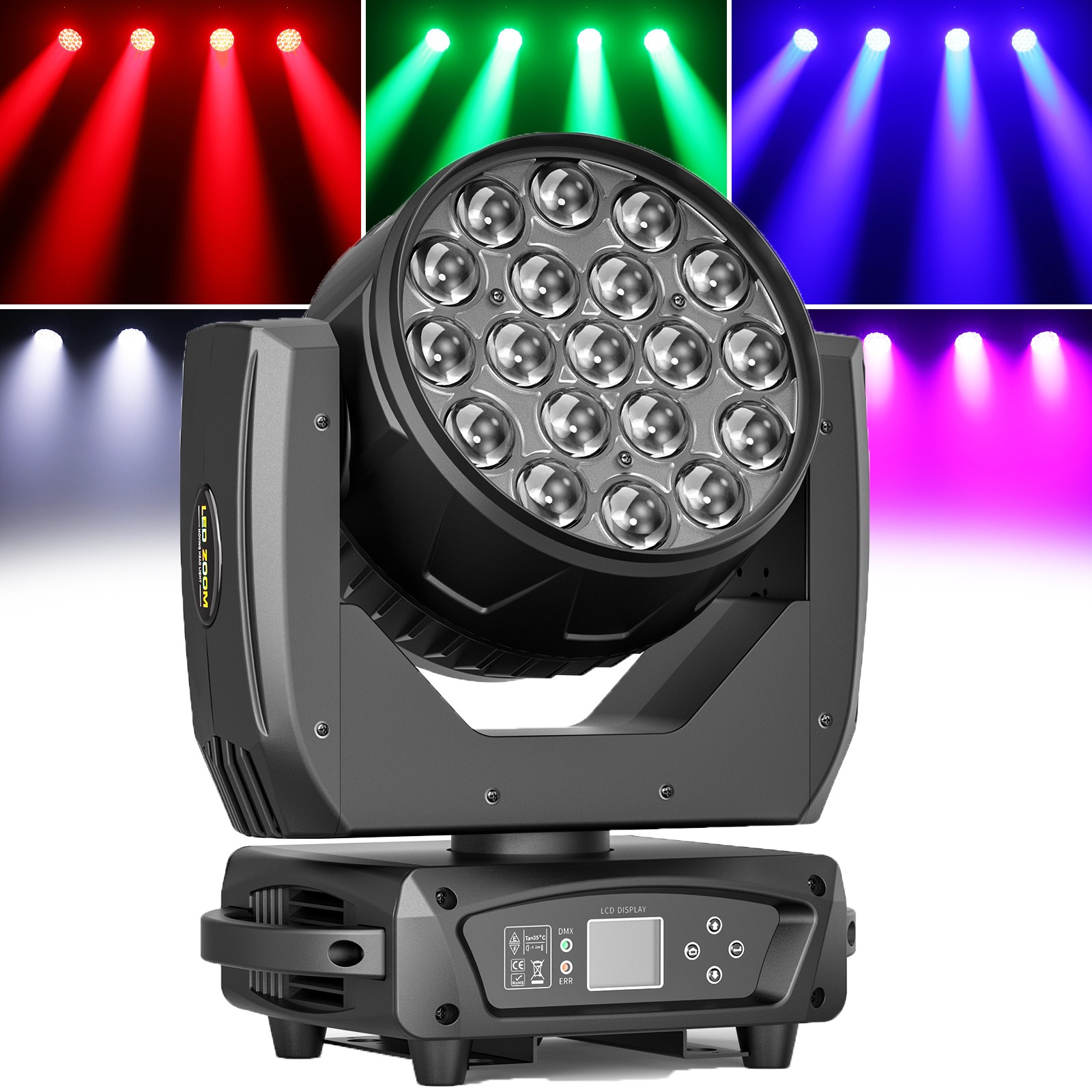 380W LED Zoom Moving Head Stage Light RGBW DMX Beam Wash Lighting for DJ Disco