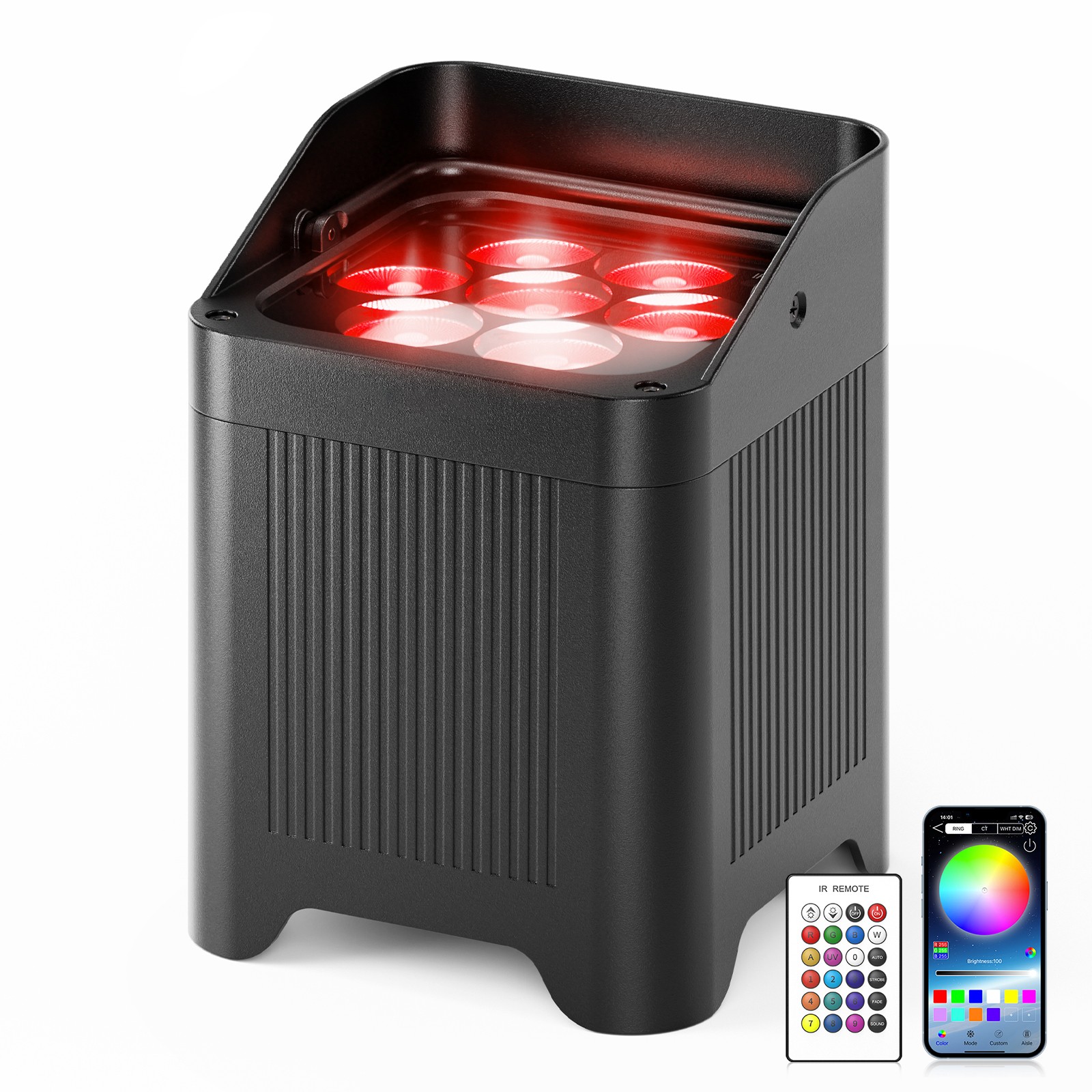 140W IP65 Waterproof Par Light RGBWA+UV Battery Wireless Outdoor APP Control