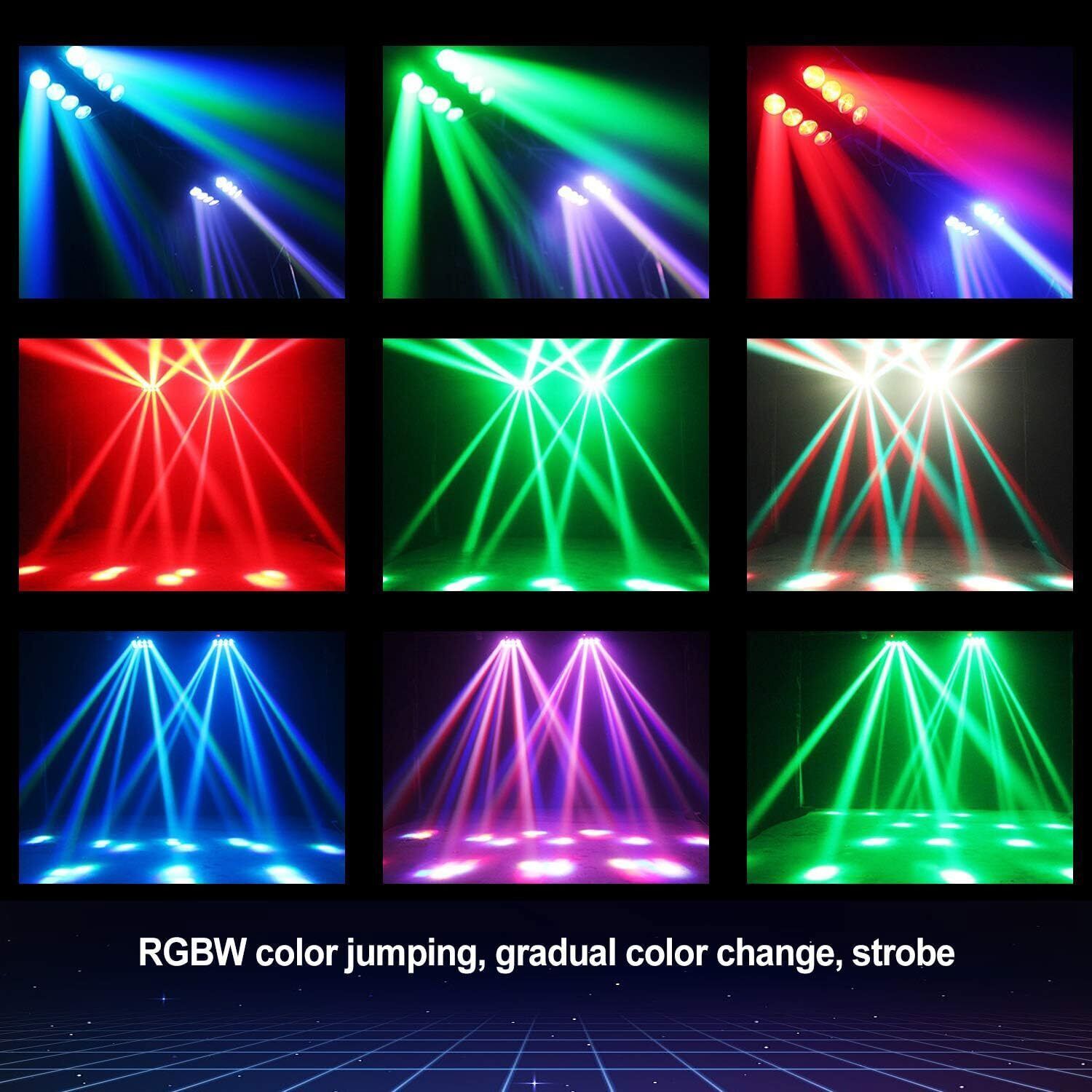 2PCS RGBW 8 LEDs Spider Moving Head Light Stage Lighting Beam DMX Disco Party DJ