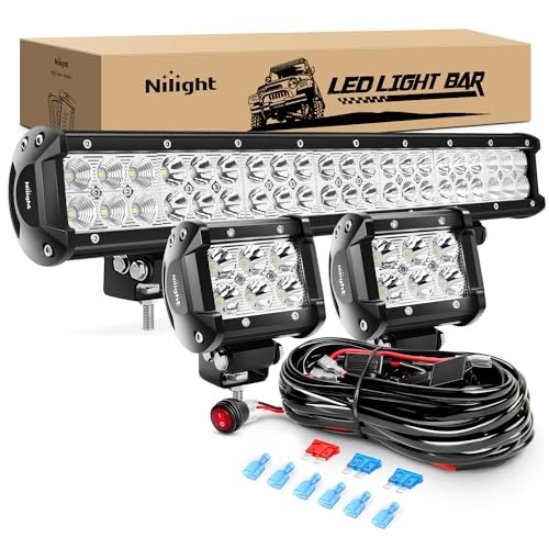 – ZH002 20Inch 126W Spot Flood Combo Off White – 1 Bar + 2 Pods + Wiring Kit