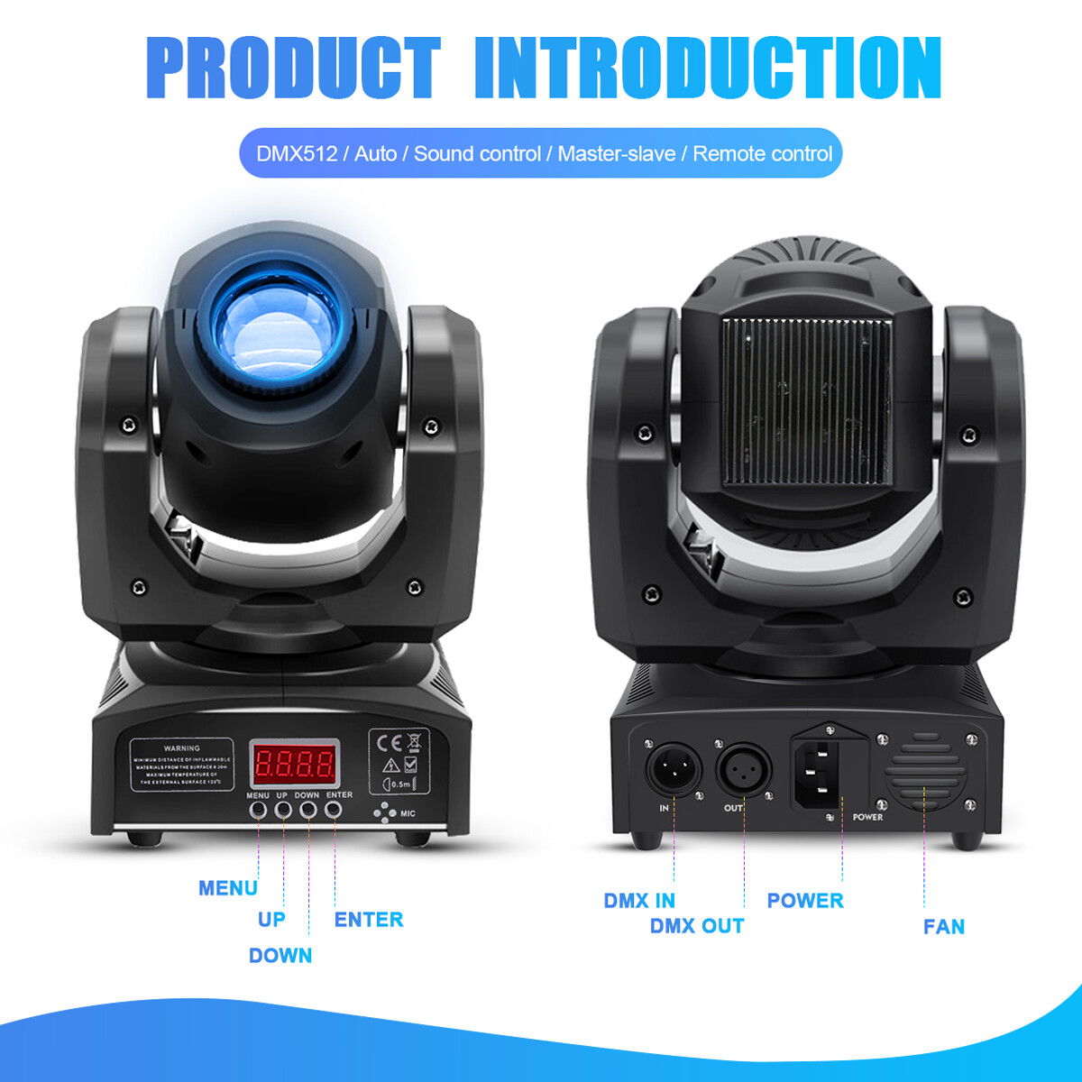 80W LED Moving Head Stage Light RGBW Gobo Spot Club Disco DJ Party Lighting DMX