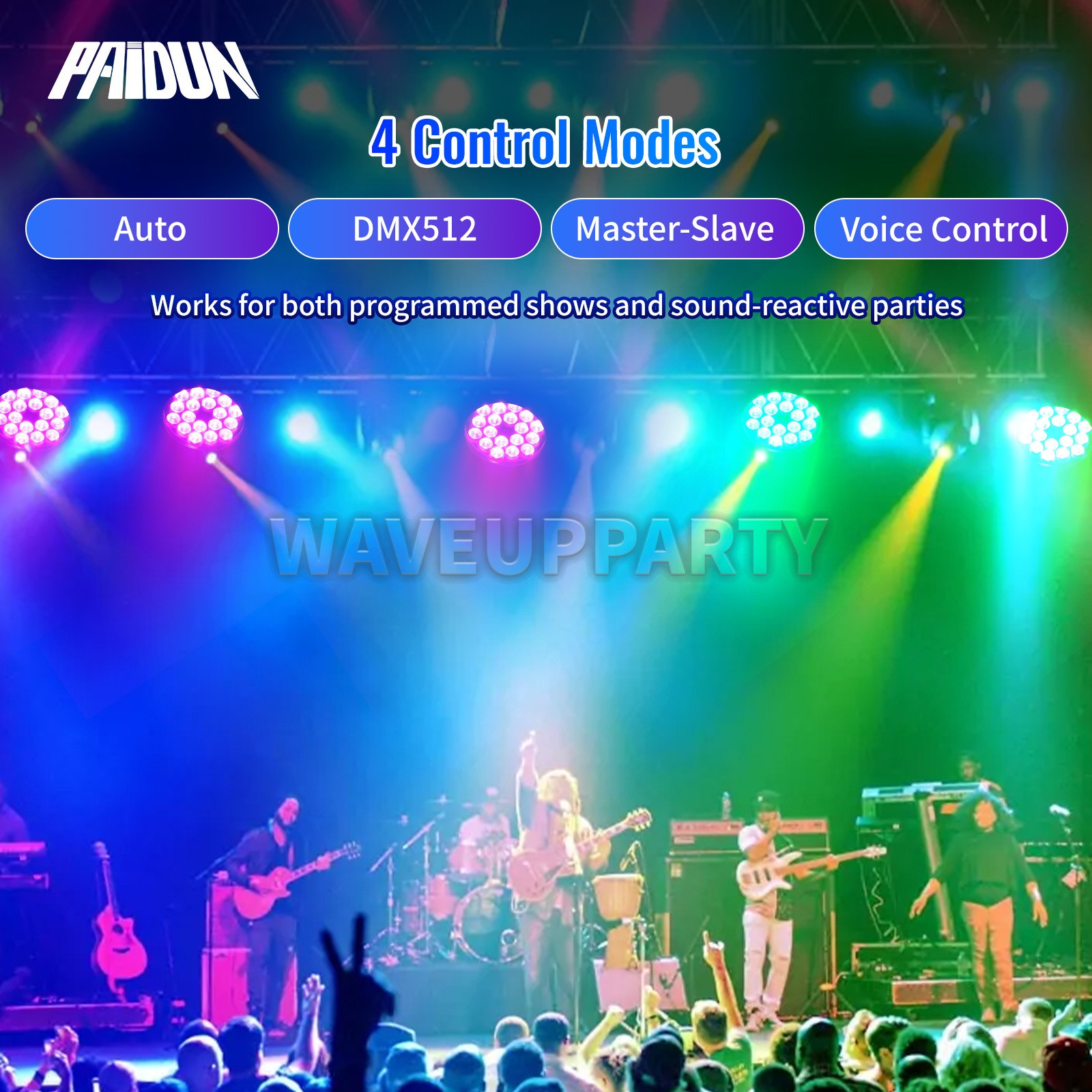 PAIDUN 18x18W LED Cast Aluminum Par Can Stage Light RGBWA+UV Waterproof IP68 DMX