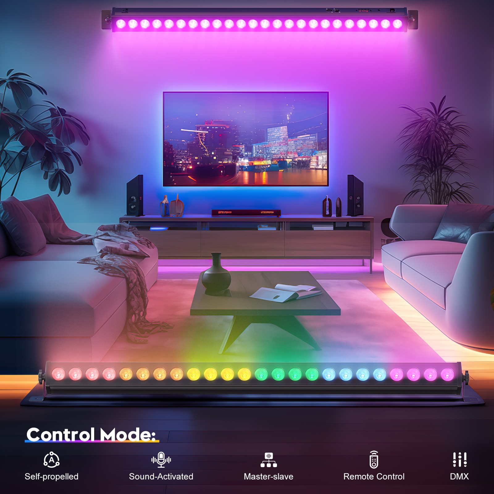 150W 24 LED Wall Wash Light DMX RGB Beam Stage Lighting DJ Club Lights w/Remote