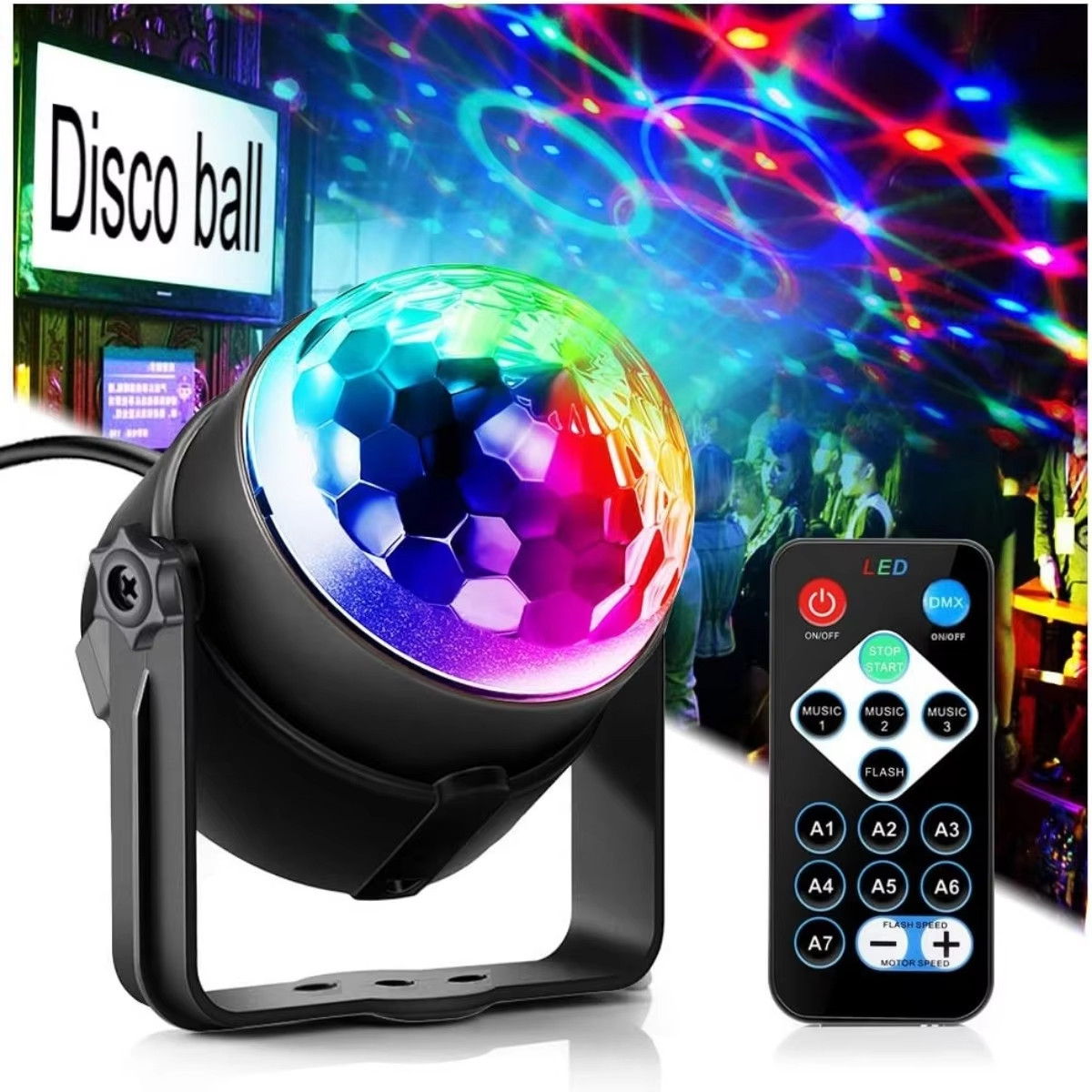Strobe Disco Ball Ambiance Light Remote Control Holiday Party Black