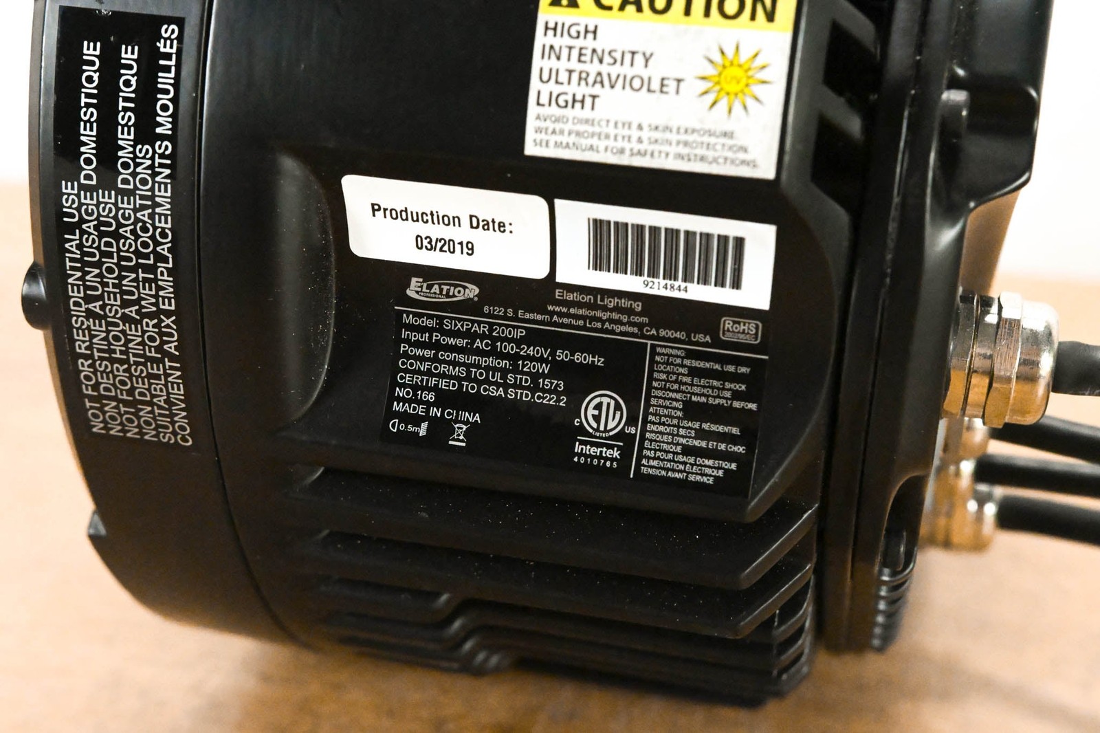 Elation SIXPAR 200IP 12x 12W RGBAW+UV LED IP65 Par Fixture CG013JZ