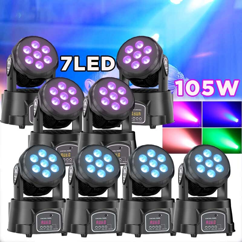 7x15W Beam RGBW Moving Head Light Stage LED Lighting DMX Party Show DJ Light US