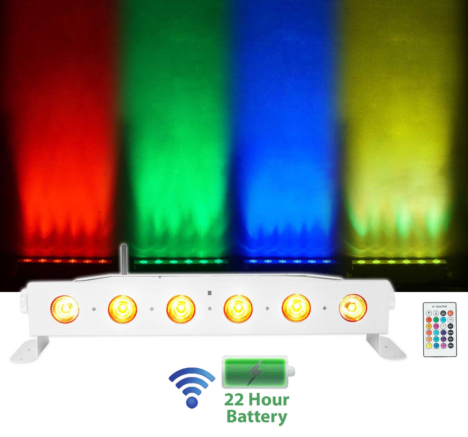 (8) Rockville BEST STRIP 60 White Light Bars+384 Ch. Wireless DMX Controller