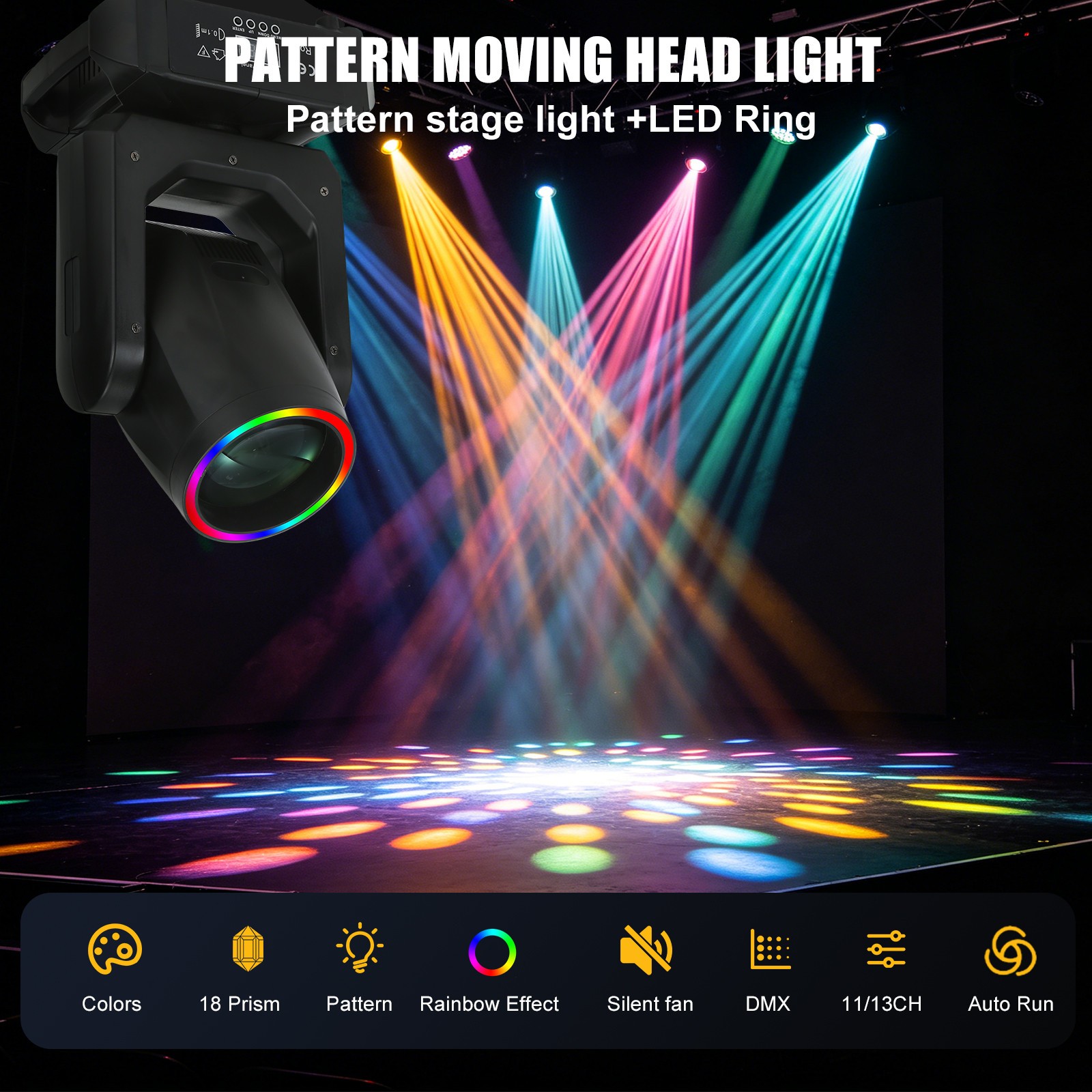 230W LED Moving Head Light RGBW Gobo Beam Stage DJ Disco Bar DMX Spot Light