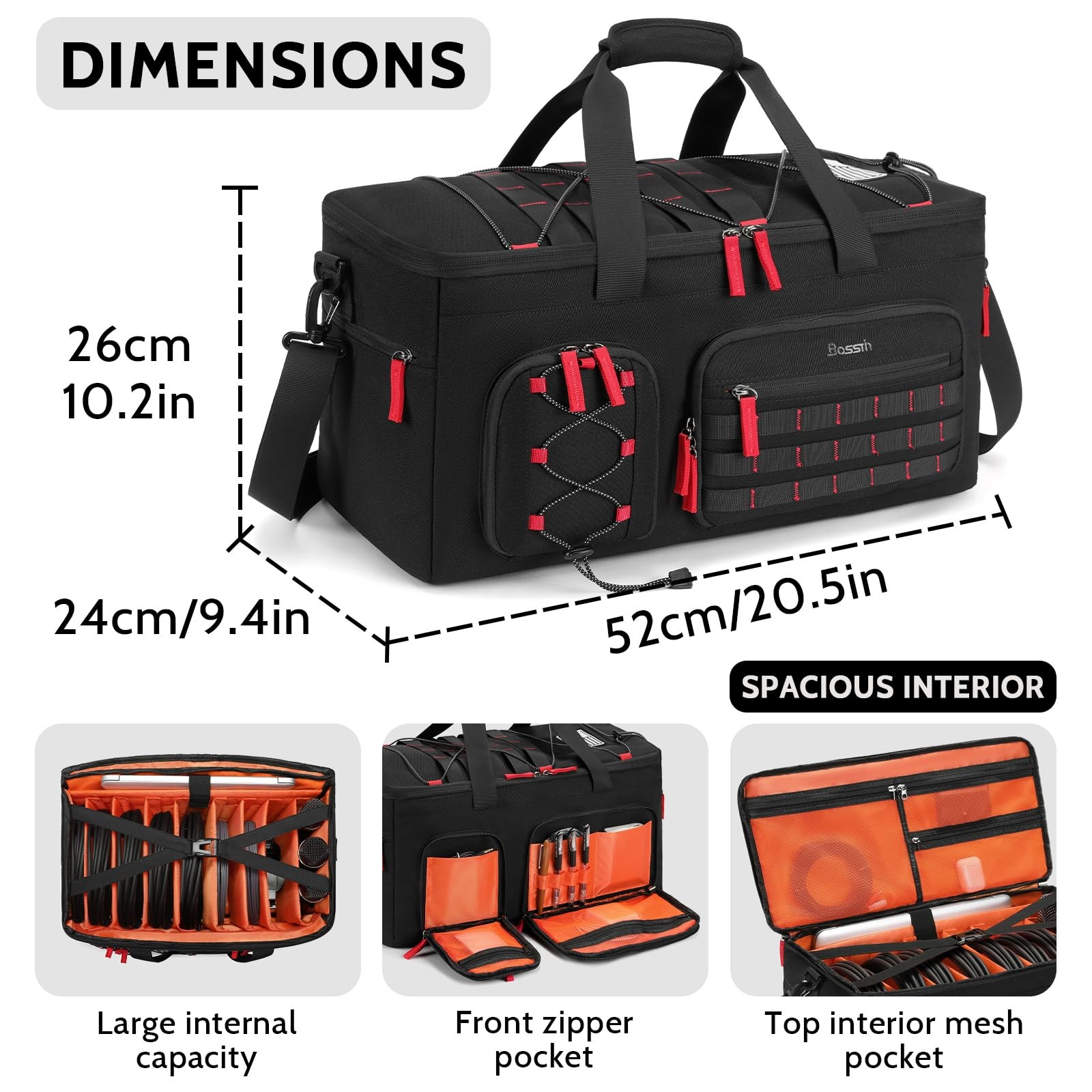 DJ Cable Gig Bag for Equipment, DJ Cable Organizer Backpack with Detachable D…