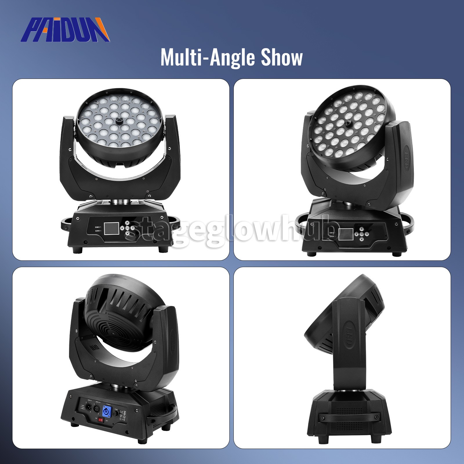 PAIDUN 36x10W Zoom LED Wash Moving Head Beam Light 4IN1 RGBW DJ Club Disco Party
