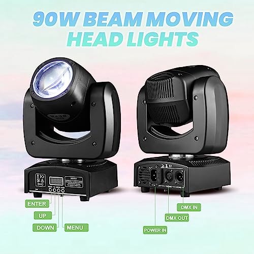 LED Moving Head DJ Lights Mini Beam Stage Lights Super Bright Spot RGBW 1 90W
