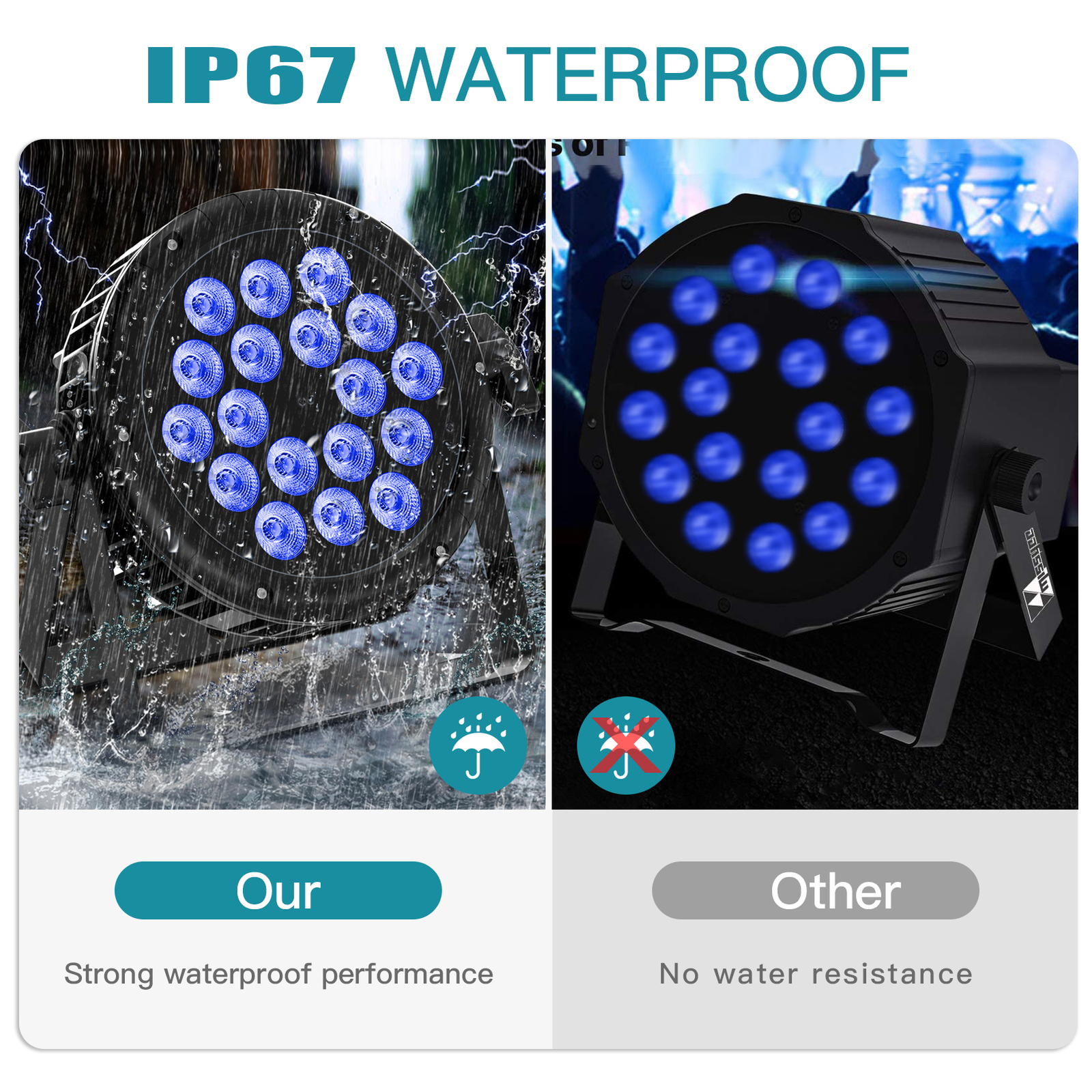 270W 18LED Waterproof Par Stage Lighting RGBW DMX DJ Disco Party Show Outdoor US