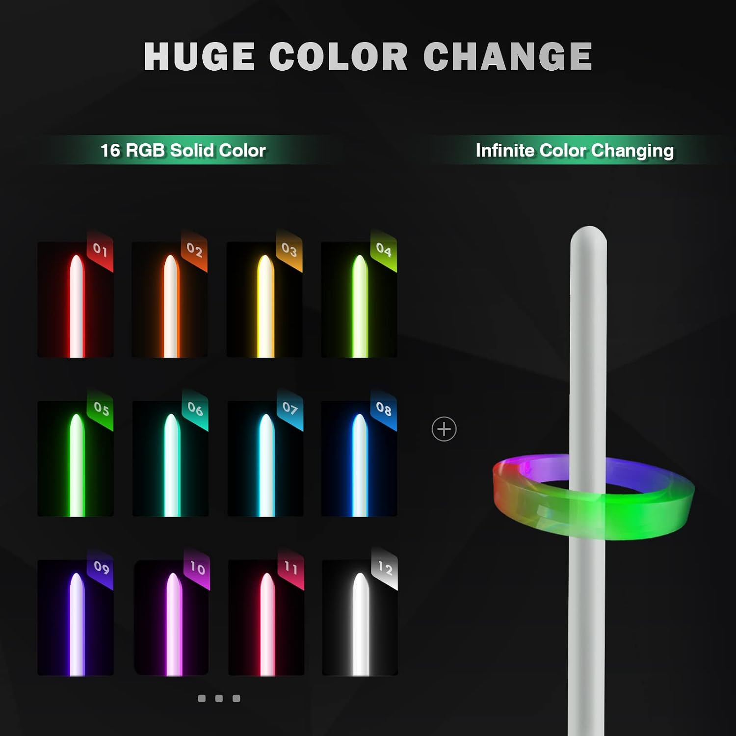 RGB LED Light Stick 16 Sound Modes App Control Metal Hilt USB Rechargeable