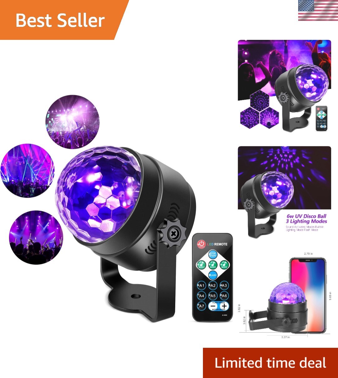 Lightweight 6W UV Disco Ball with Remote – Perfect for Any Celebration!