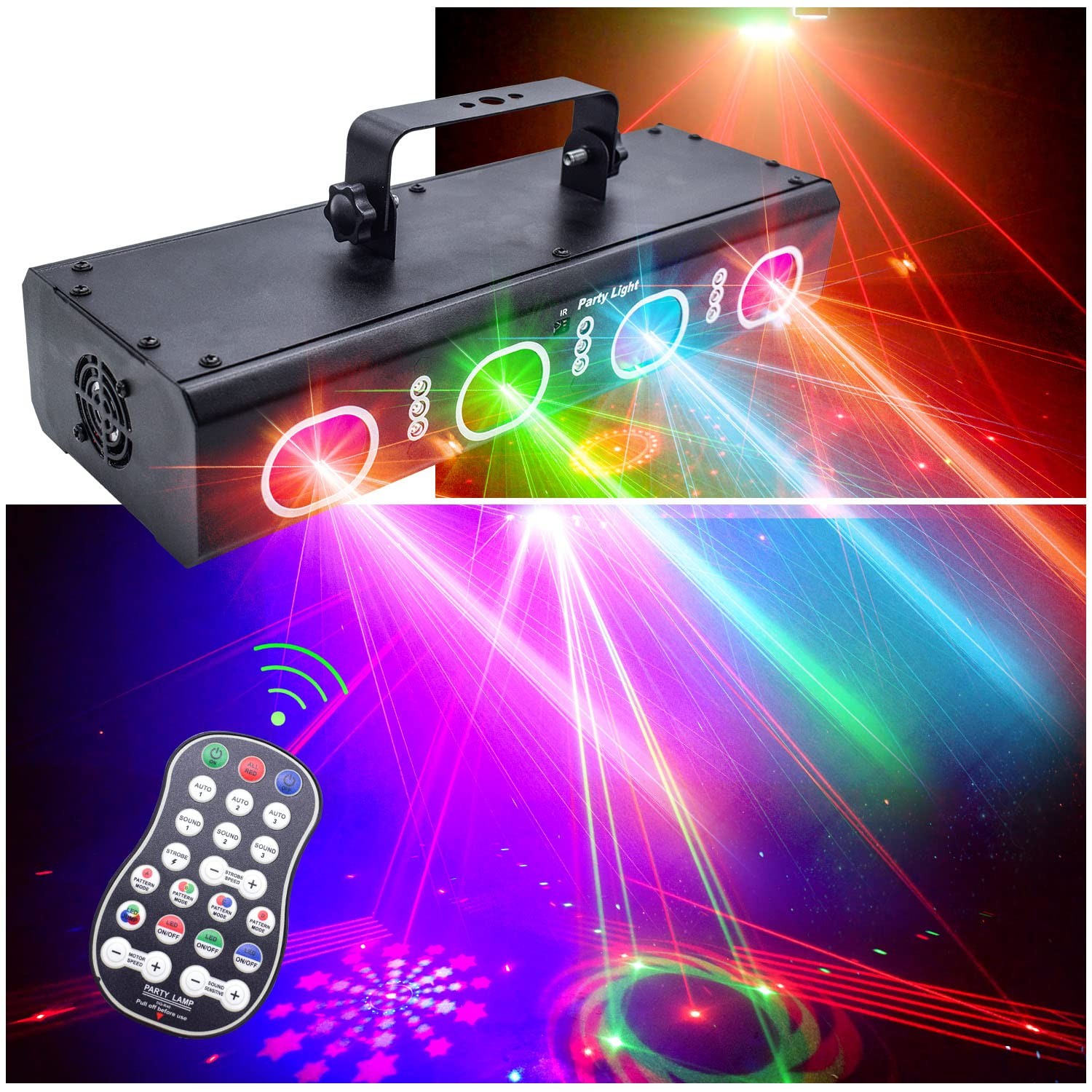 Party Lights DJ Disco Lights, 3D Effect Sound Sensing Laser Flash Stage Proje…