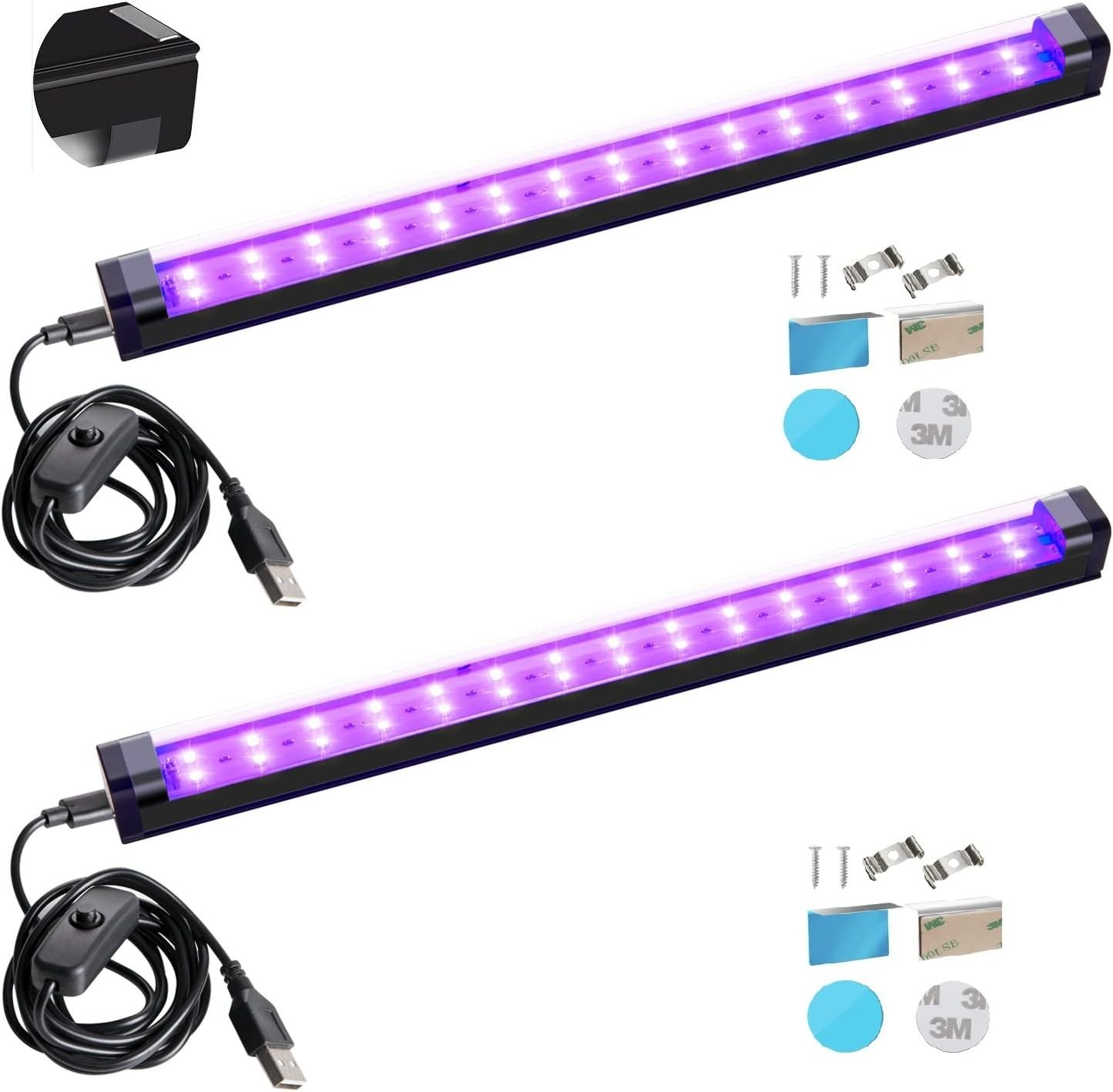 Magnetic 2-Pack LED Black Light Bar – 10W for Fluorescent Displays & Parties