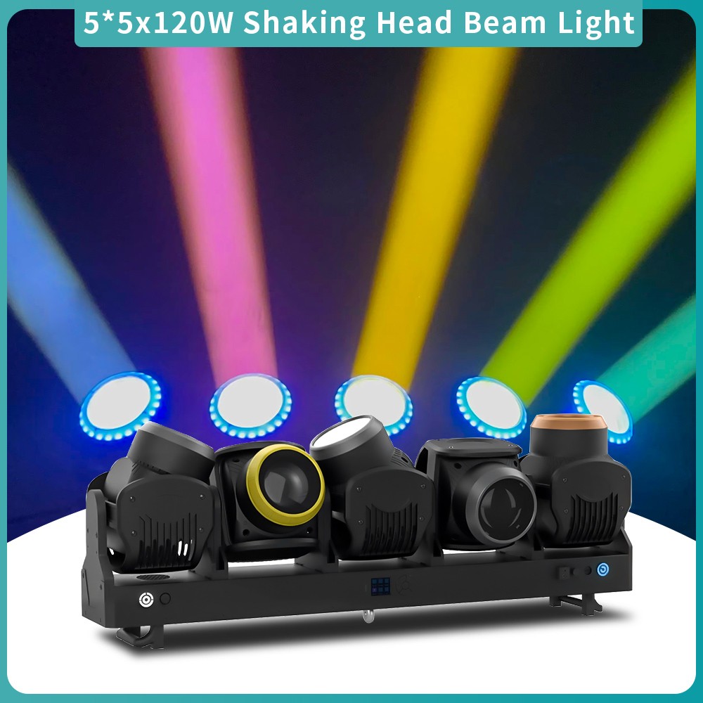 5x120W LED Moving Head Matrix Light DMX RGB 3in1 Zoom Beam Strobe Halo Ring