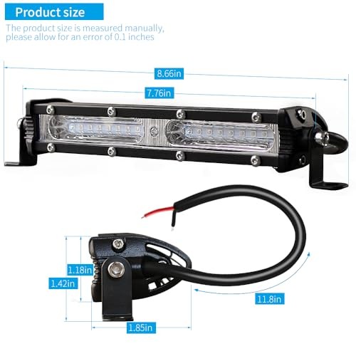 7Inch LED Boat Hunting Lights Bar 2PCS Single Row Slim Auxiliary Work Green