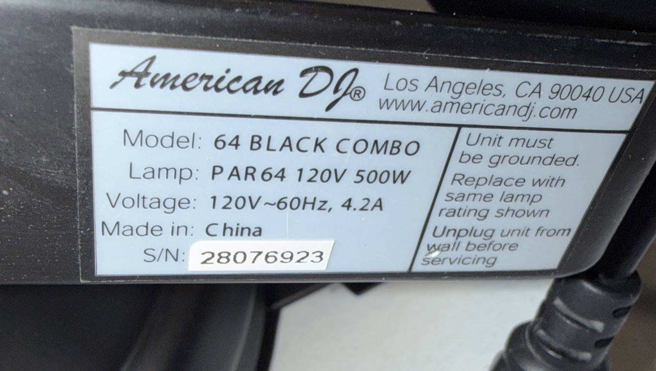 American DJ 64 Black Aluminum Stage light 18.5″x 7.5″ 110V Plug –