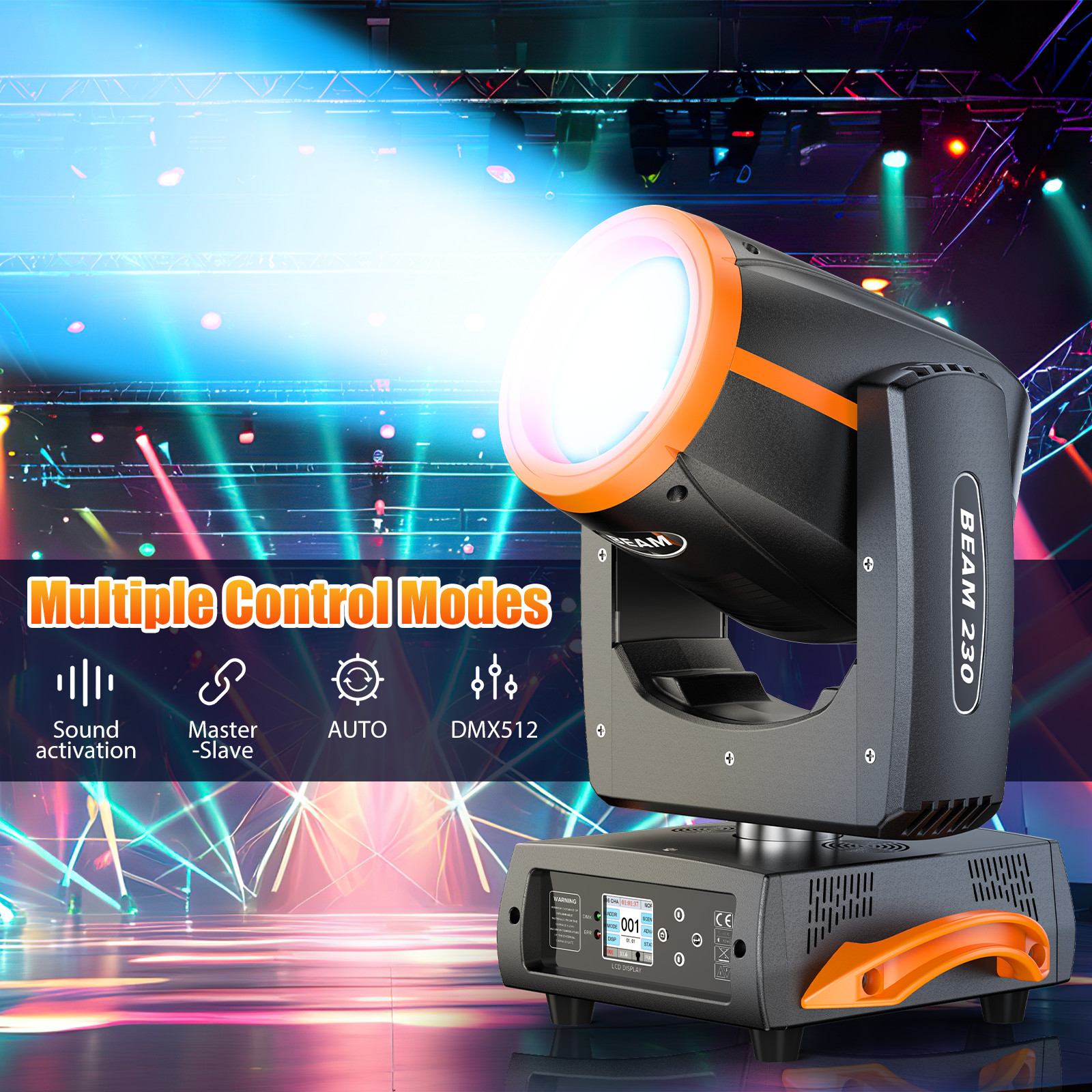 230W 7R Moving Head Light 16 Prisms 14 Pattern DMX512 Stage Effect Lights & Case