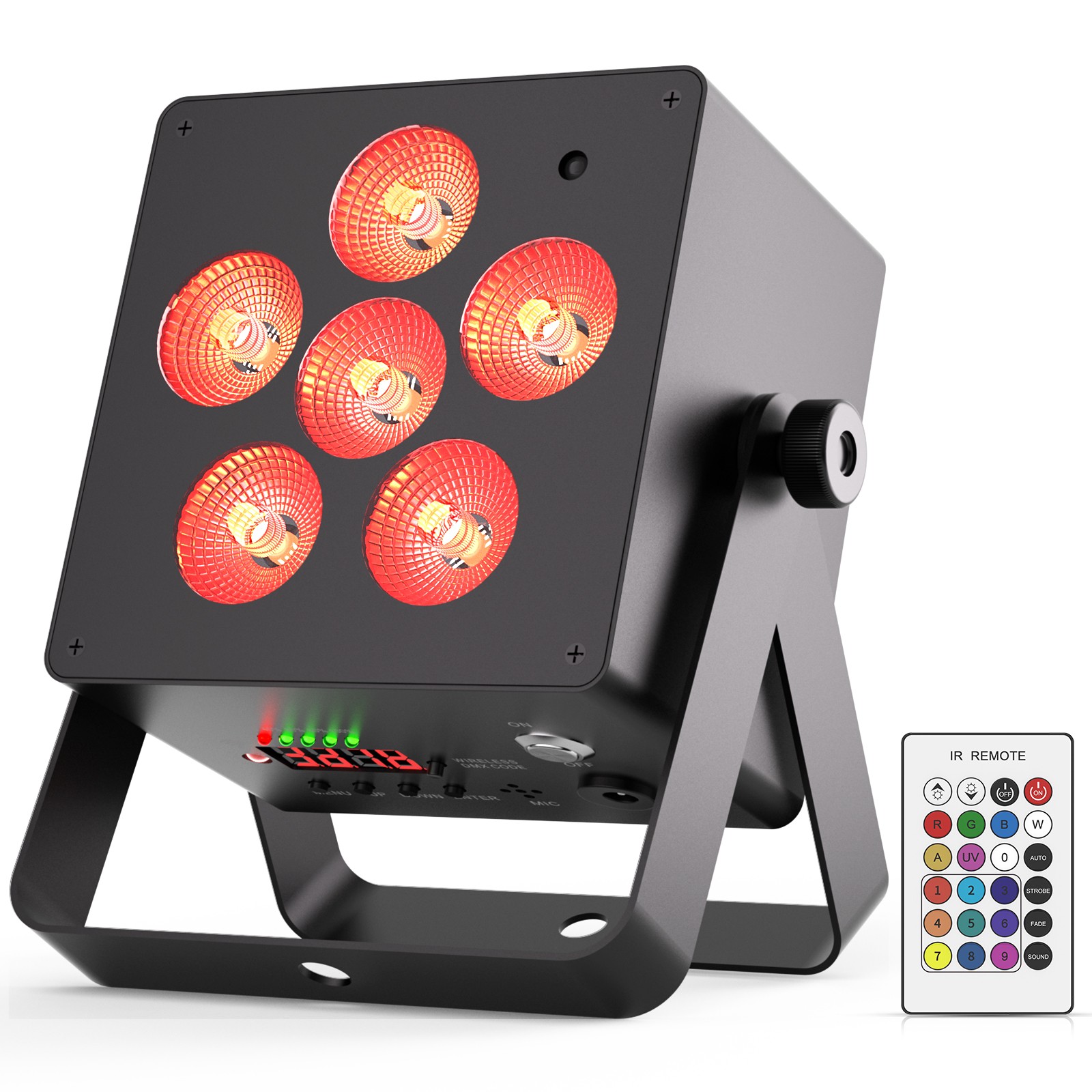 Rechargeable Stage Par Light Wireless 6LED RGBWA UV Uplights DJ Battery DMX APP