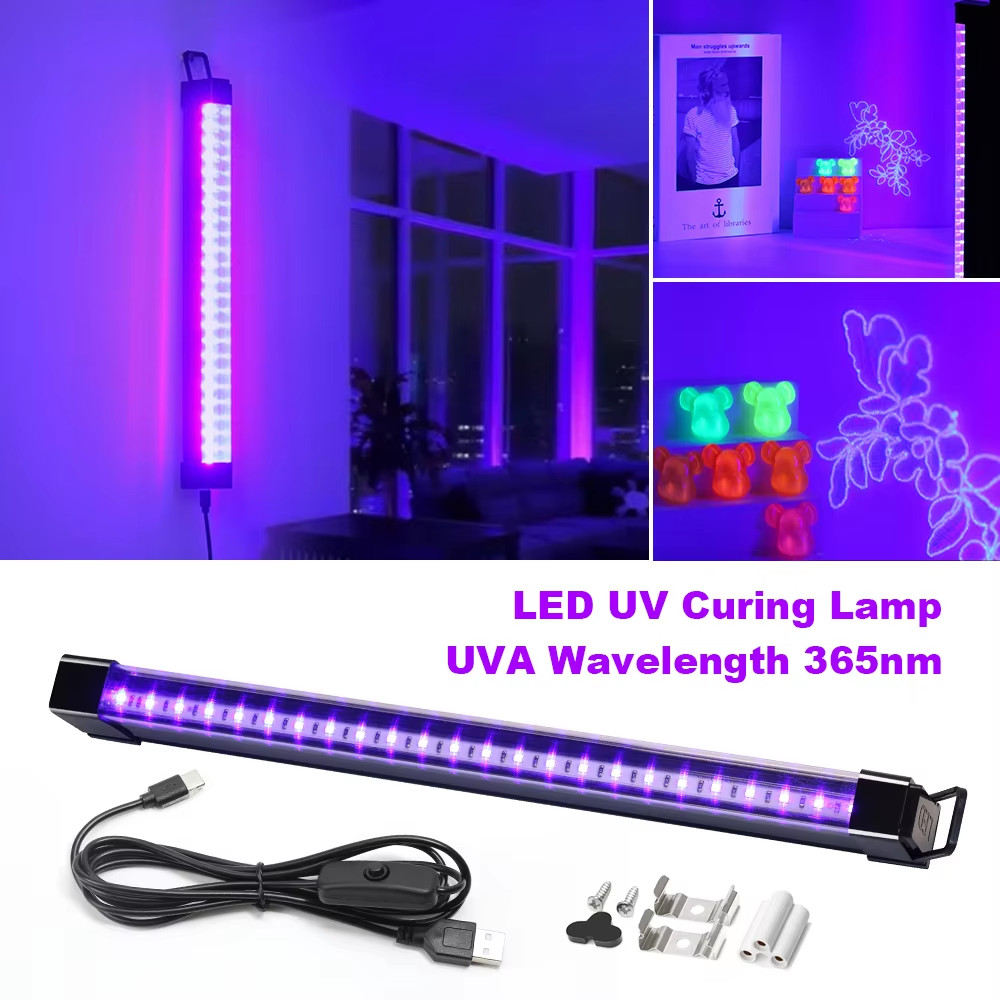 UV Black Light Bar Fixtures Ultraviolet Lamp Strip USB Plug DJ Party Club 48LED