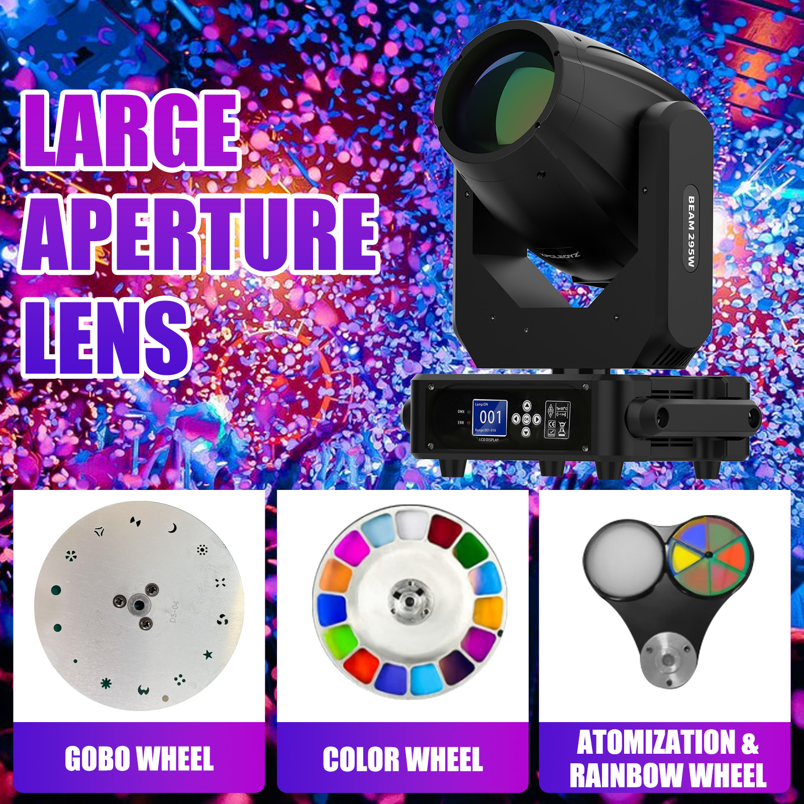2PCS 295W 14R Beam Moving Head Stage Light DMX Gobo Spot Lighting For Flight Cas