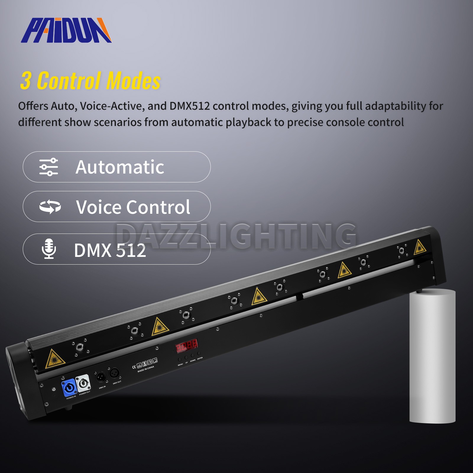 PAIDUN 8 Eyes Red Laser Moving Head Light Bar 8x500MW Sound Activated DJ Disco