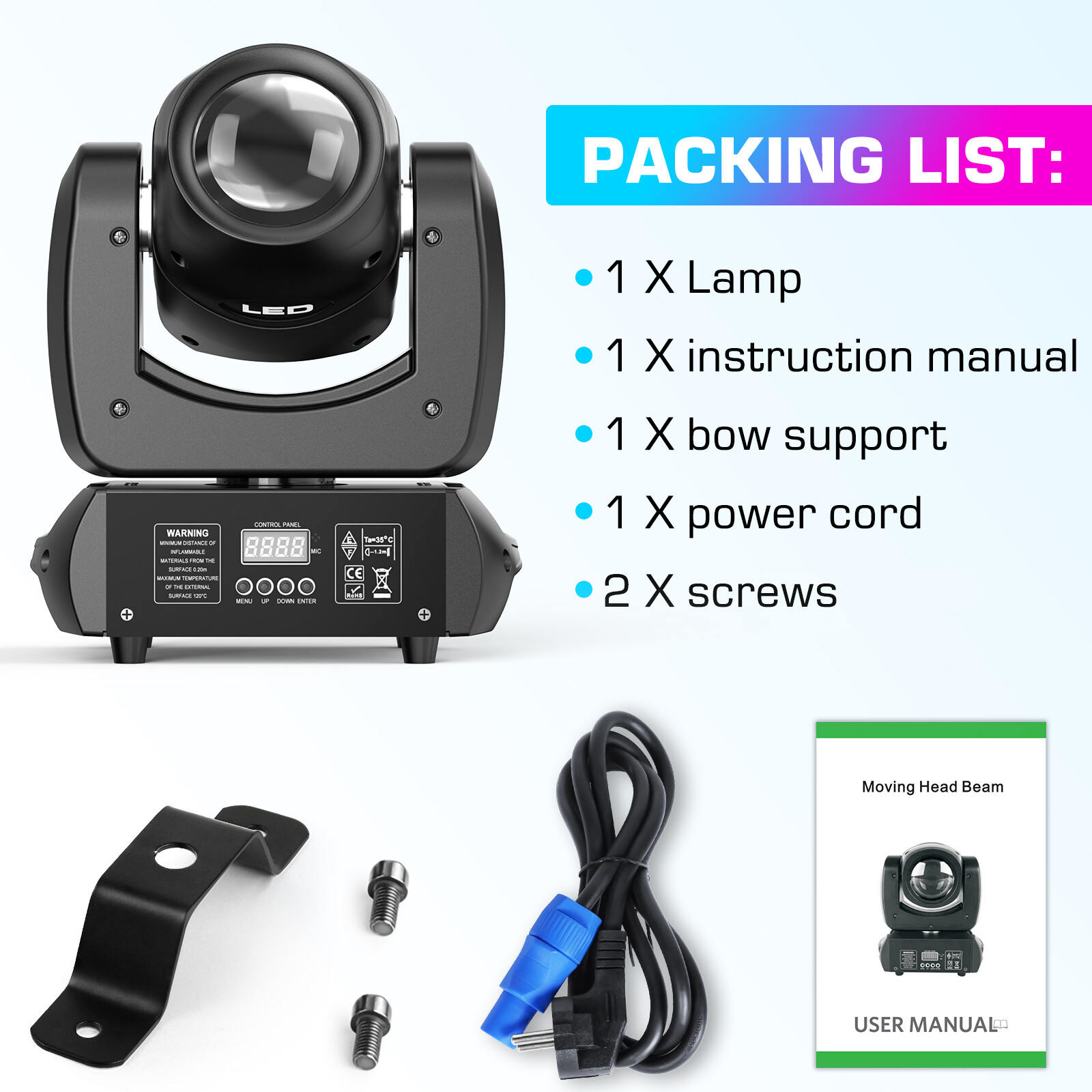 150W LED Beam Moving Head 18 Prism 8 Gobo Stage Light DMX DJ Spot Party w/Case