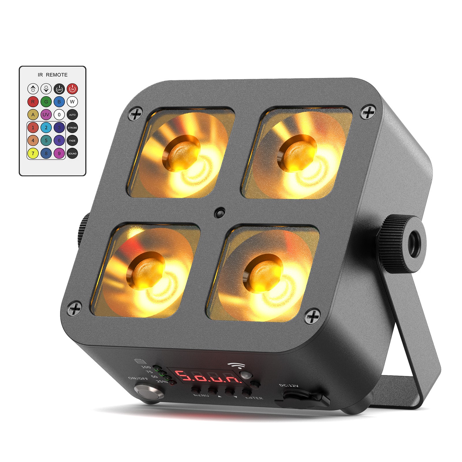80W RGBWA UV LED Par Light 5200mAh Battery Wireless DMX 6/8/10CH APP Control