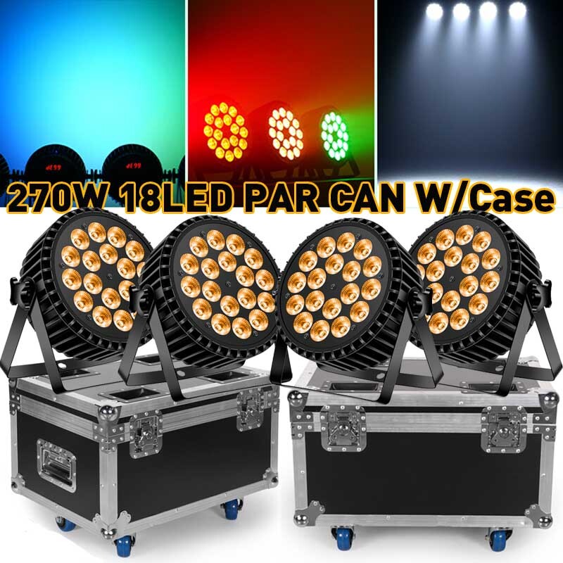 270W 18LED PAR Lights RGBW Stage Lighting DMX DJ Disco Party Xmas Bar Light+Case