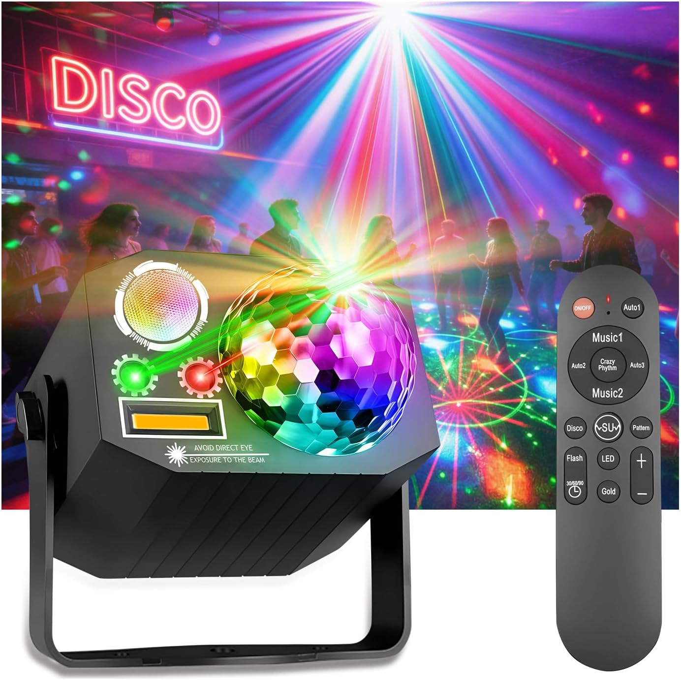 Dj Party Disco Ball Lights with Pattern and Sound Activated,10 Ft USB Cable, LE