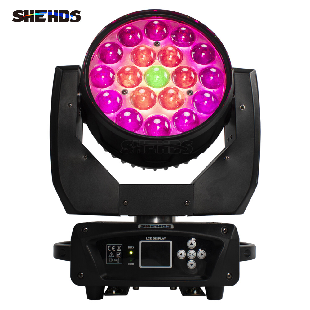 SHEHDS 4PCS 19x15W LED Zoom Moving Head Stage Light RGBW Wash Lighting Party Bar