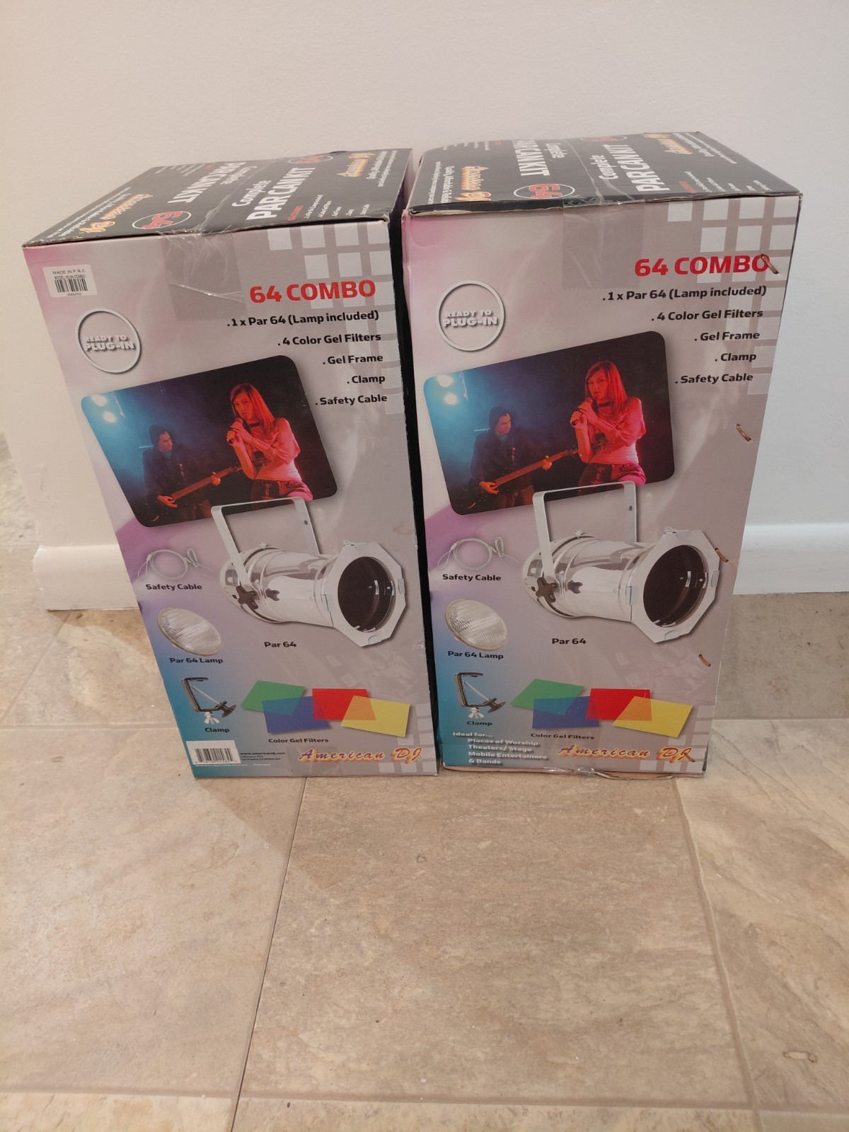 American DJ 64 Combo PAR64 Can Stage Light Lamp Complete Set of 2