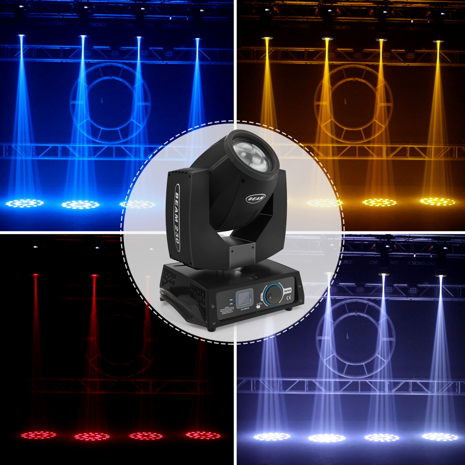 7R 230W Zoom Moving Head Beam Pattern Sharpy Light 16+8 Prism DMX16Ch Club Stage