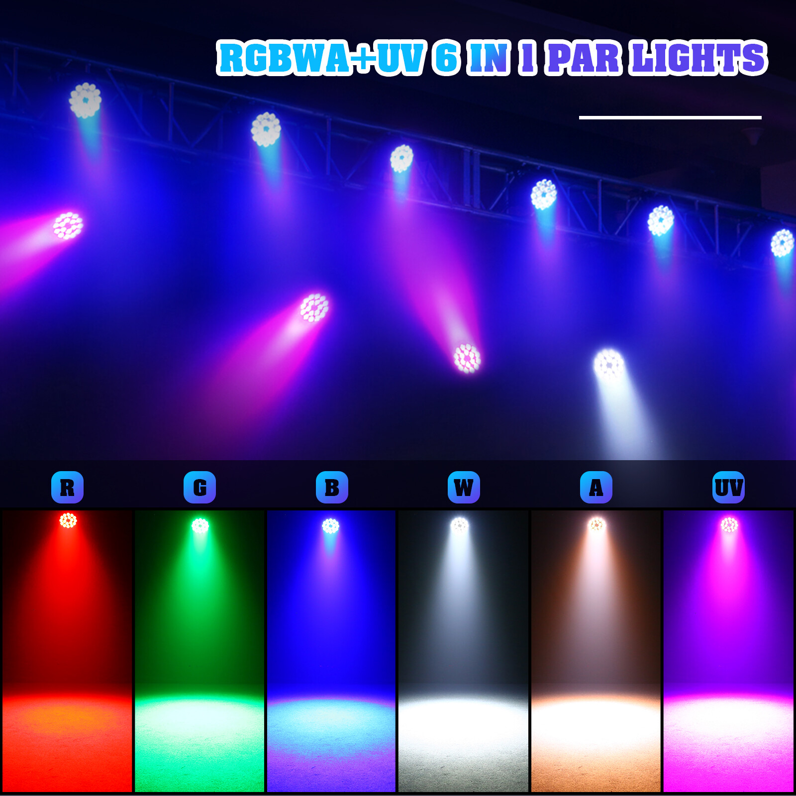 270W RGBWA+UV Stage Par Light Party Light Stage Beam wash Lights Strobe Concert