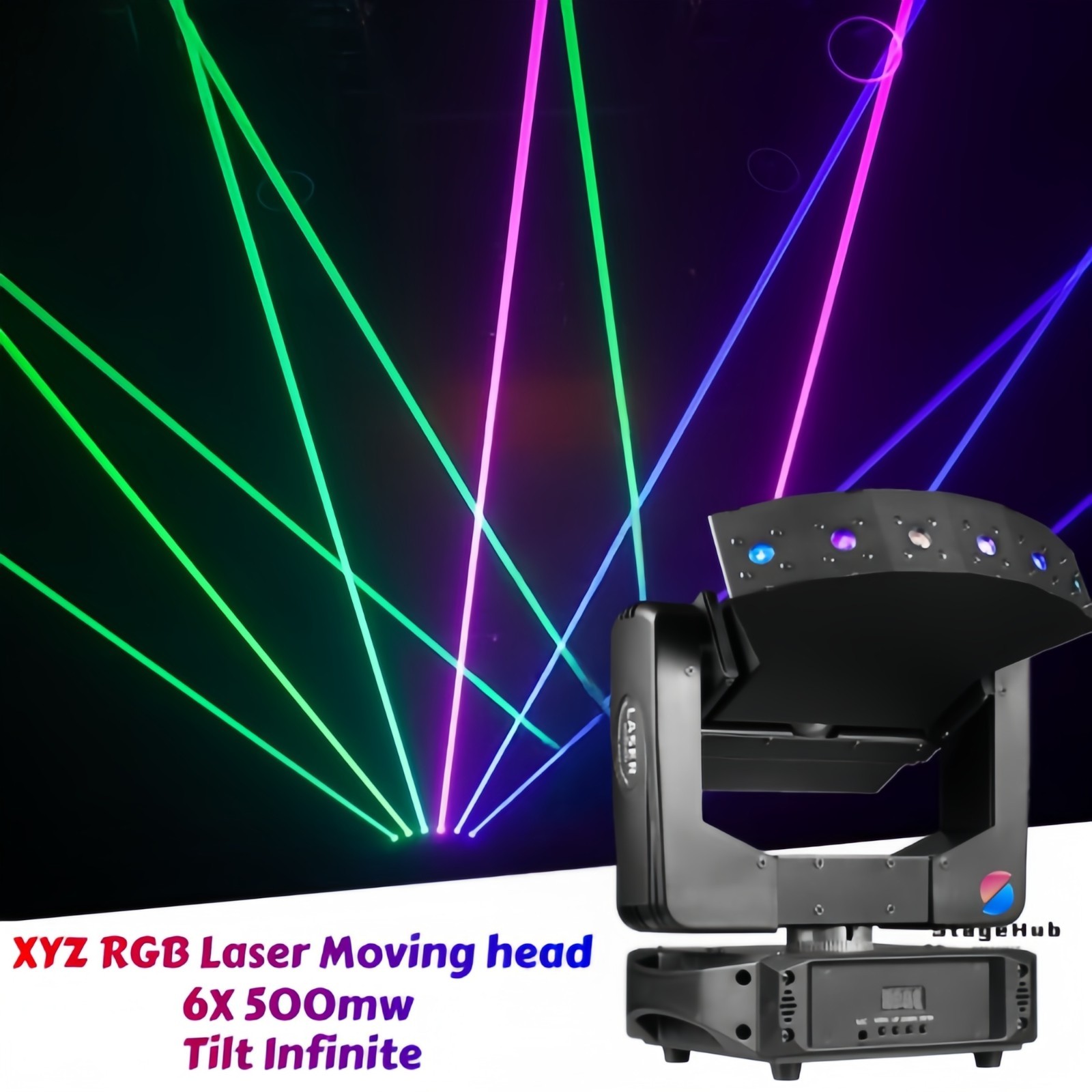 6 Eyes 500mw *6pcs RGB XYZ Infinite Rotation Moving Head Laser DJ Bar DMX Light