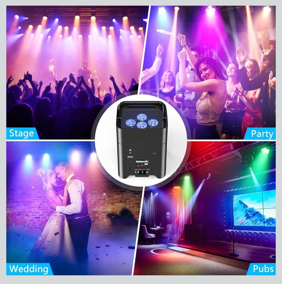 Battery Powered Uplights Rechargeable Par Can 6x18W RGBWA+UV LED Uplight 9600 mA